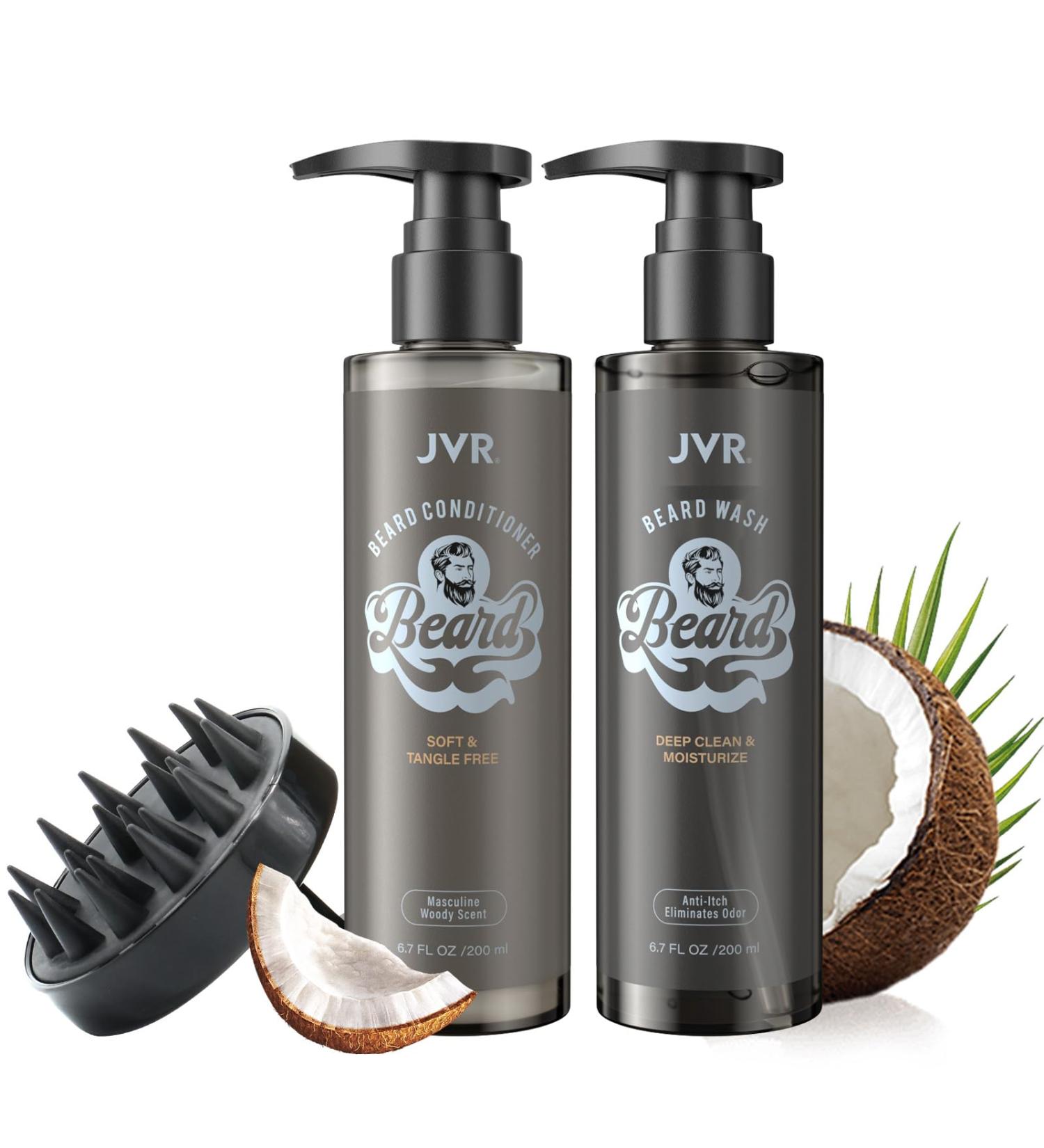 JVR Premium 3-in-1 Beard Care Set - Bartshampoo for Men Complete Beard Wash & Conditioner (2x200ML) | Perfect Bart Gift - Buy Online on GoSupps.com