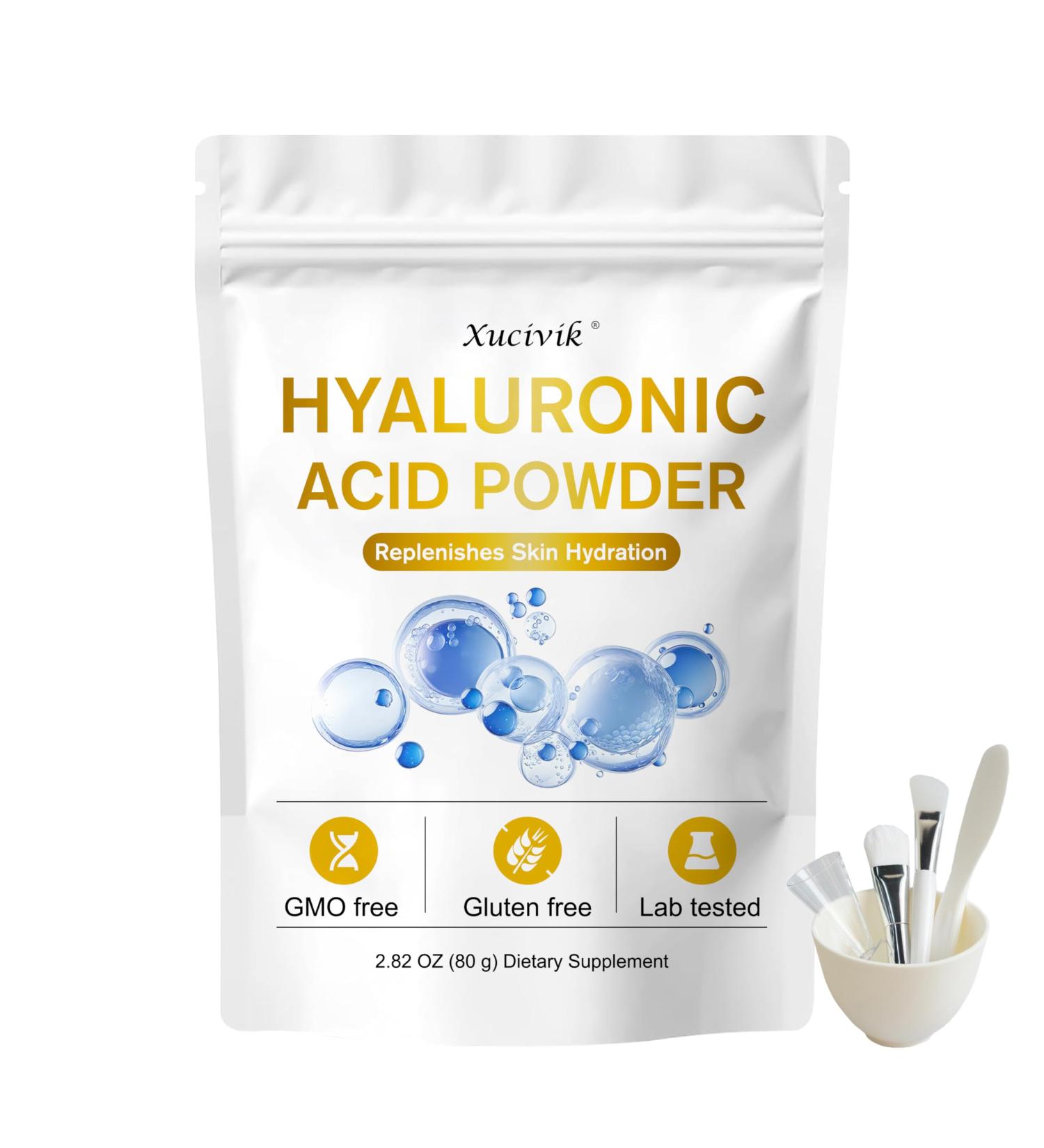 Xucivik Hyaluronic Acid Powder for Face & Skin High Molecular Weight Water-Soluble Formula for DIY Serum & Moisturizer Vegan Hydrating Skincare 2.82oz - Buy Online on GoSupps.com