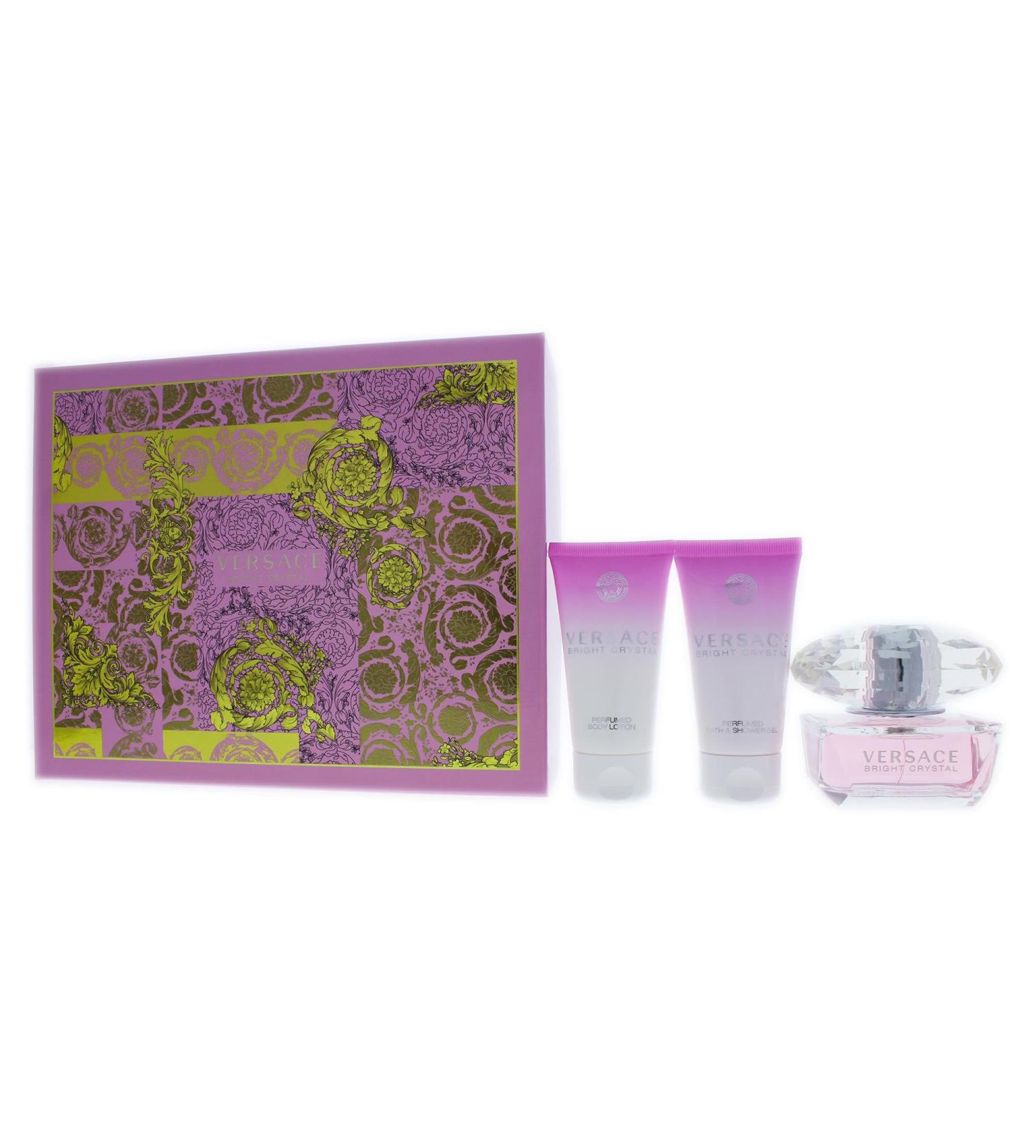 Versace Versace Bright Crystal Women Giftset (Eau De Toilette Spray Perfumed Bath and Shower Gel Shimmering Body Gel) Floral 5.07 Fl Oz (Pack of 1) - Buy Online on GoSupps.com