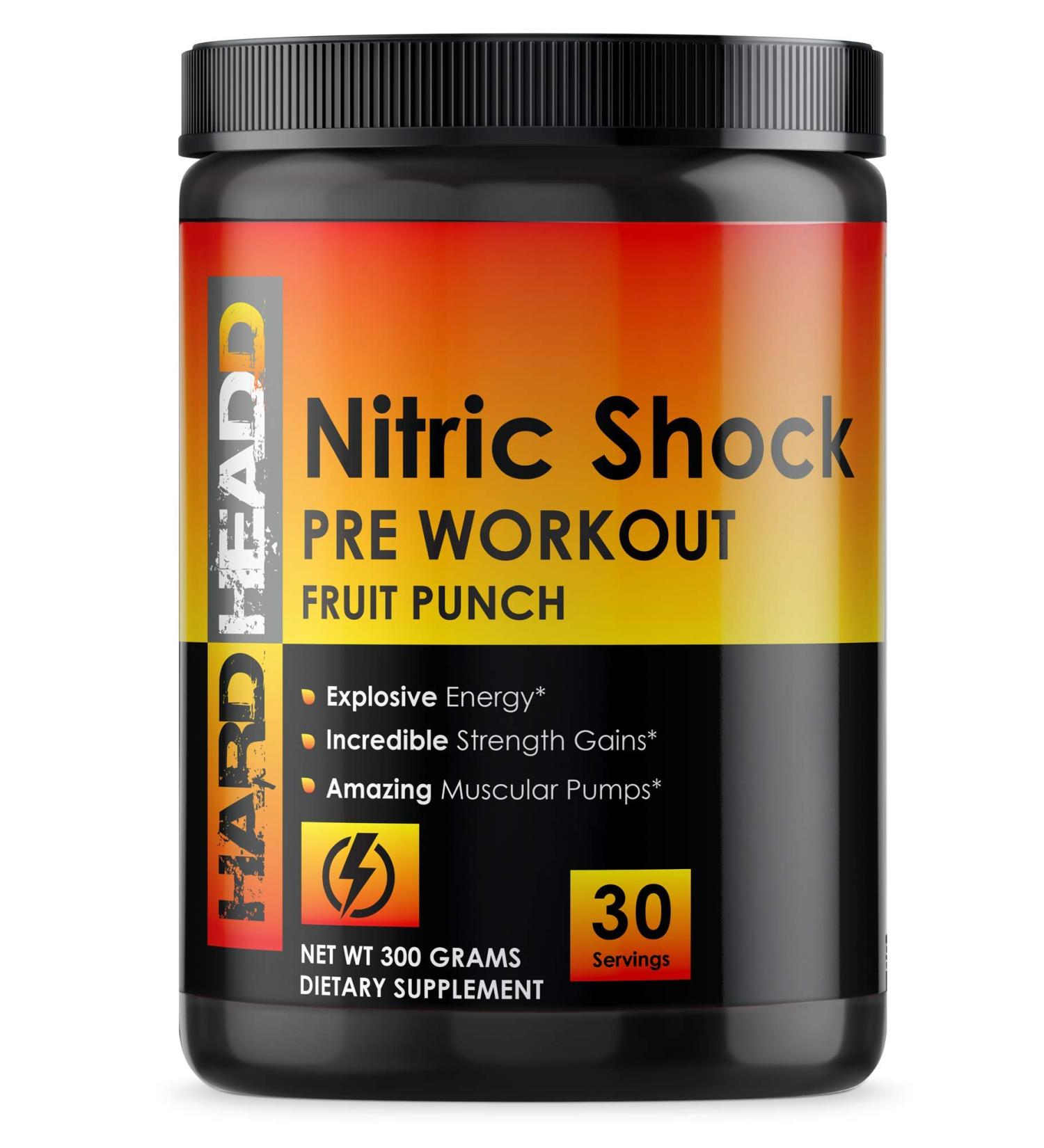 Nitric Shock Pre Workout Supplement - Explosive Energy & Muscular Pumps | 30 Servings Fruit Punch - Nitric Oxide Booster for Enhanced Performance - Buy Online on GoSupps.com