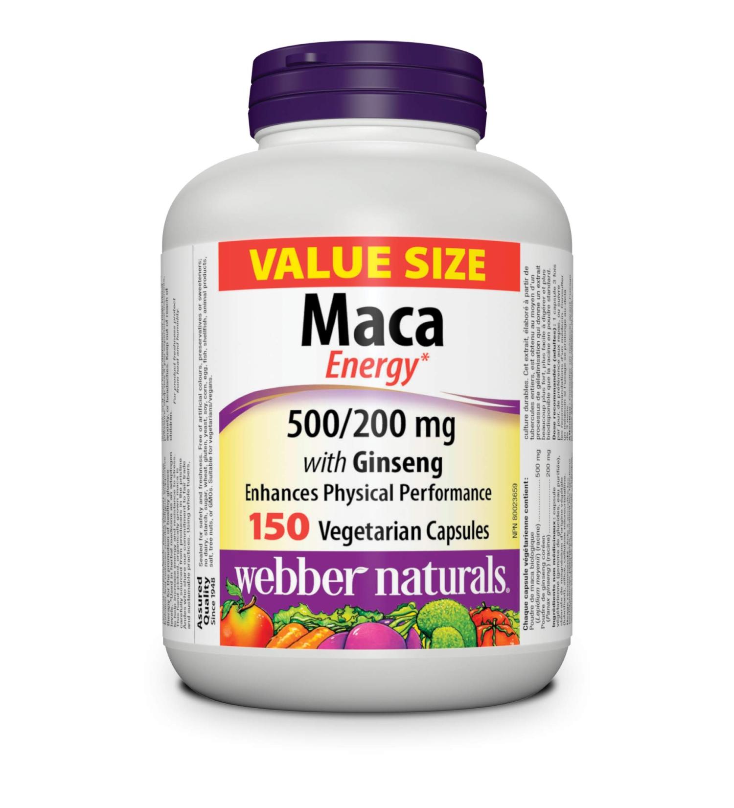 Webber Naturals Maca Energy with Ginseng 150 Capsules Vegan 150 count (Pack of 1) Herbal Supplement - Buy Online on GoSupps.com