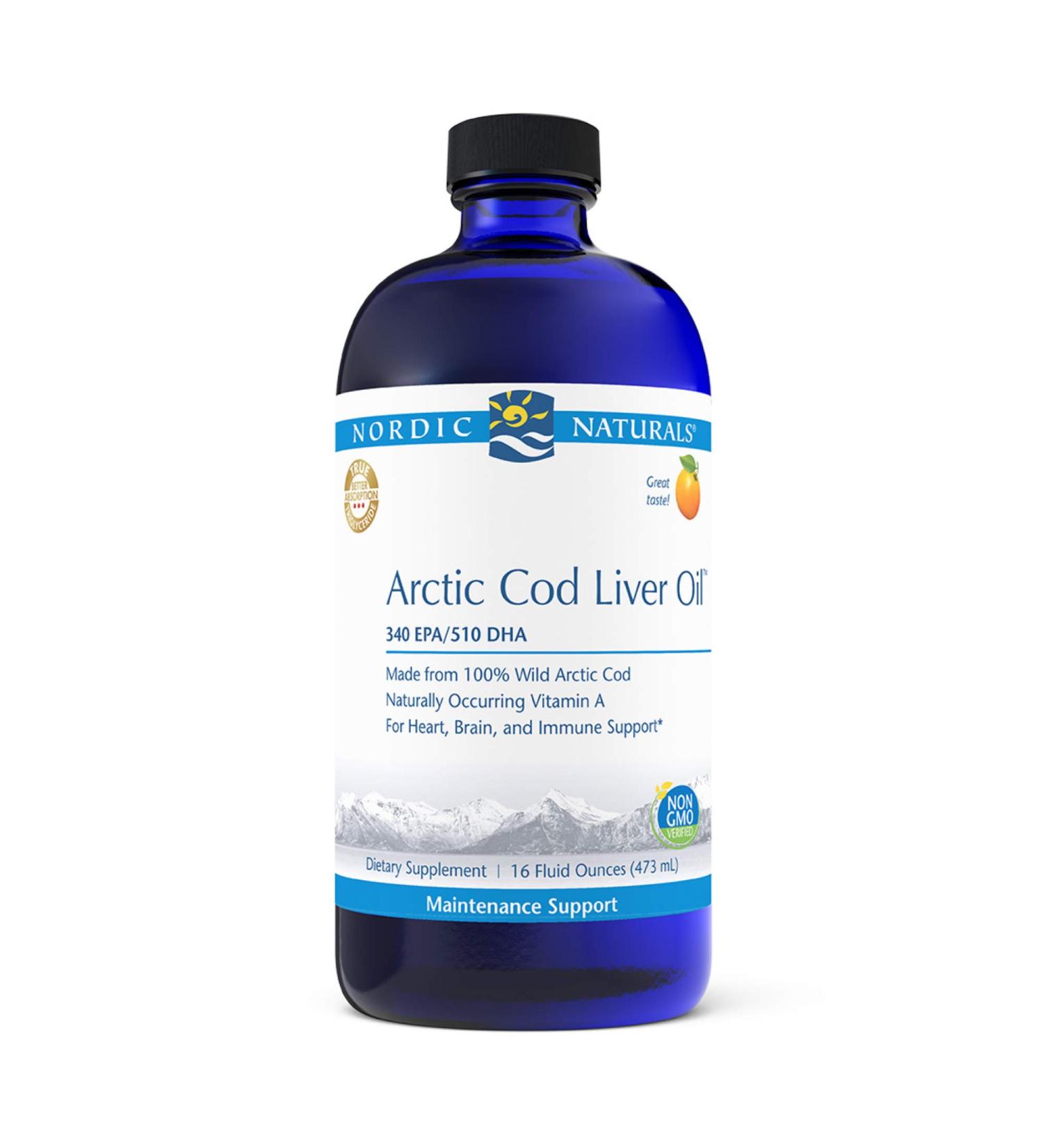 Nordic Naturals Arctic Cod Liver Oil - Orange Flavor 16 fl oz | Premium Omega-3 Supplement - Buy Online on GoSupps.com