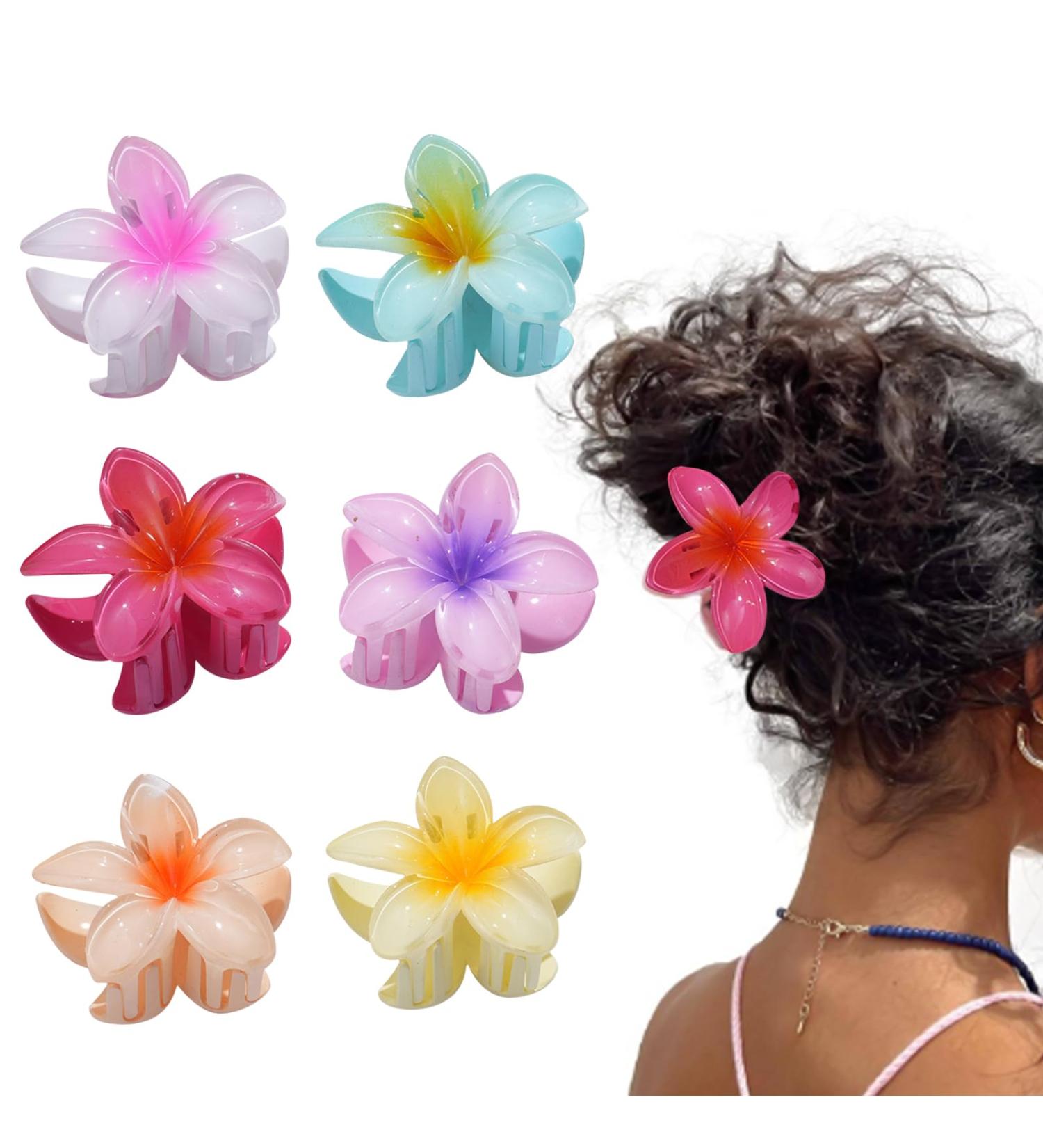 6 PCS Flower Claw Clips Large Hair Claw Clips for Thick Hair Hawaiian Hair Clips 3.1 inch Medium Claw Clips for Thin Hair Plumeria Hair Clips Strong Hold Nonslip Hair Clips Beach Hair Accessories for Women and Girls - Buy Online on GoSupps.com