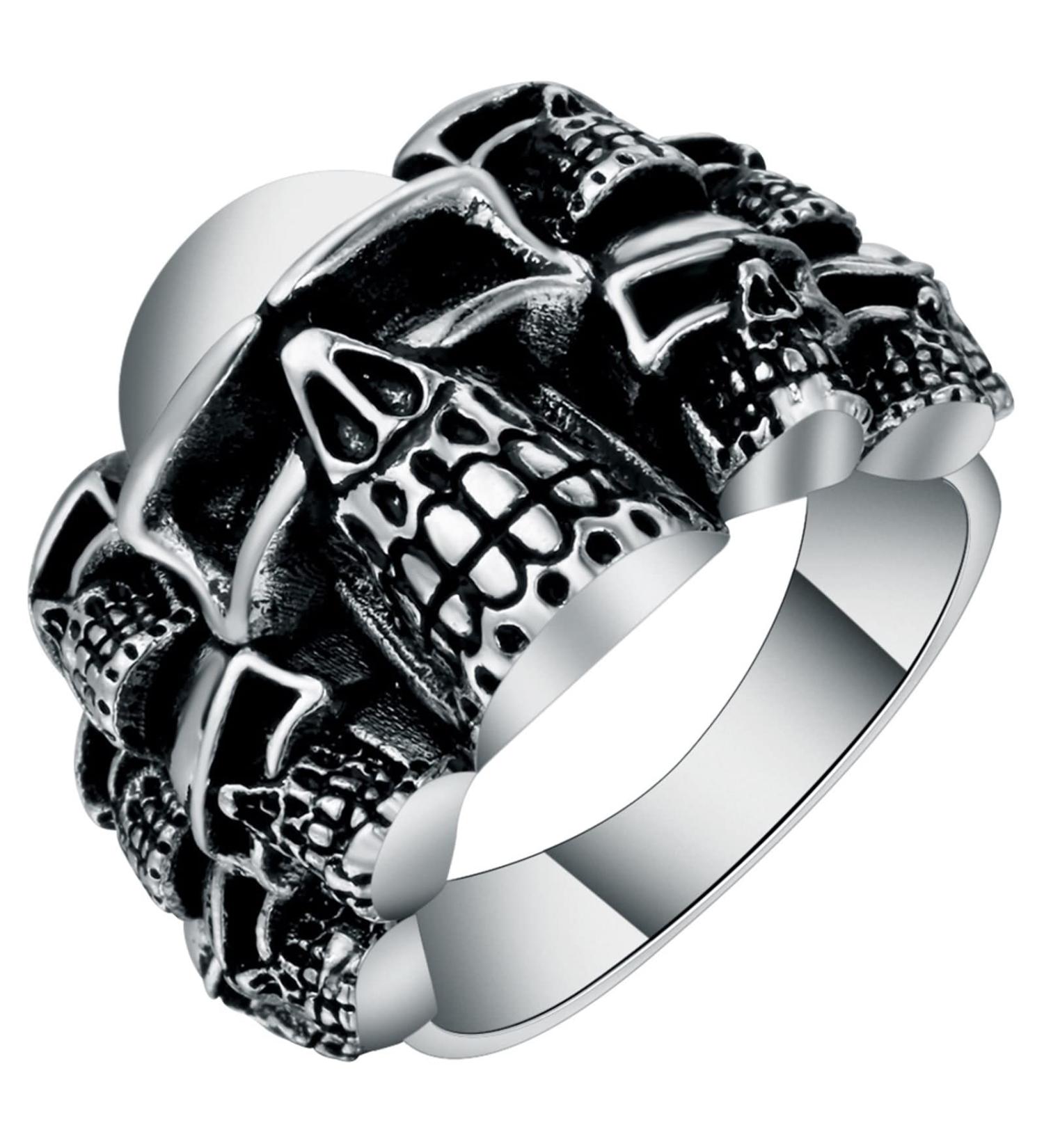 Aotiwe Men's Skull Ring - Unique Silver Large Size Gift for Men 62 (19.7) - Unusual Jewelry - Buy Online on GoSupps.com