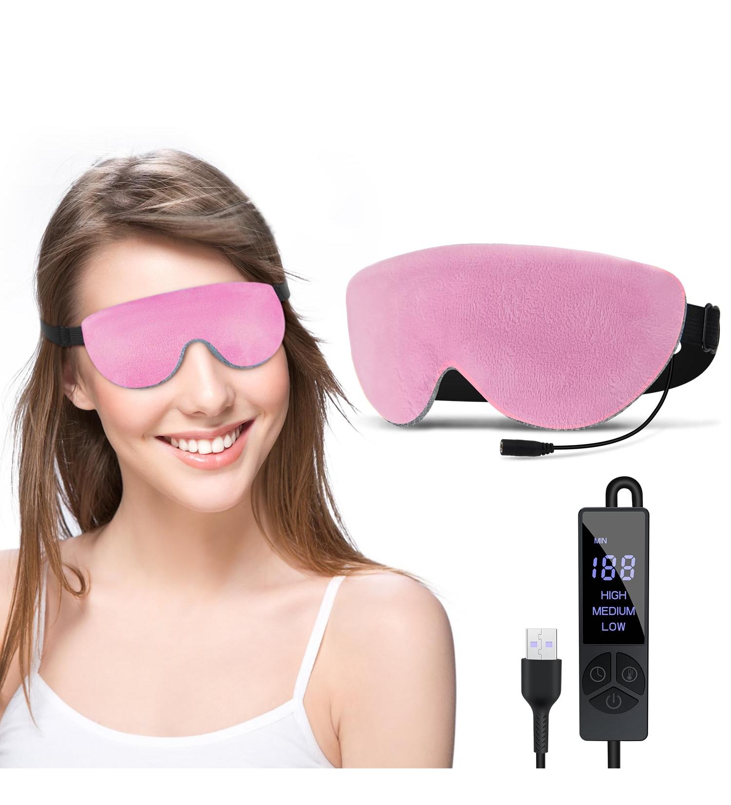 KOVNLO Heated Eye Mask for Dry Eyes & Styes - Washable USB Electric Warm Compress for Blepharitis & Chalazion - Pink Eye Treatment & Relief - Buy Online on GoSupps.com