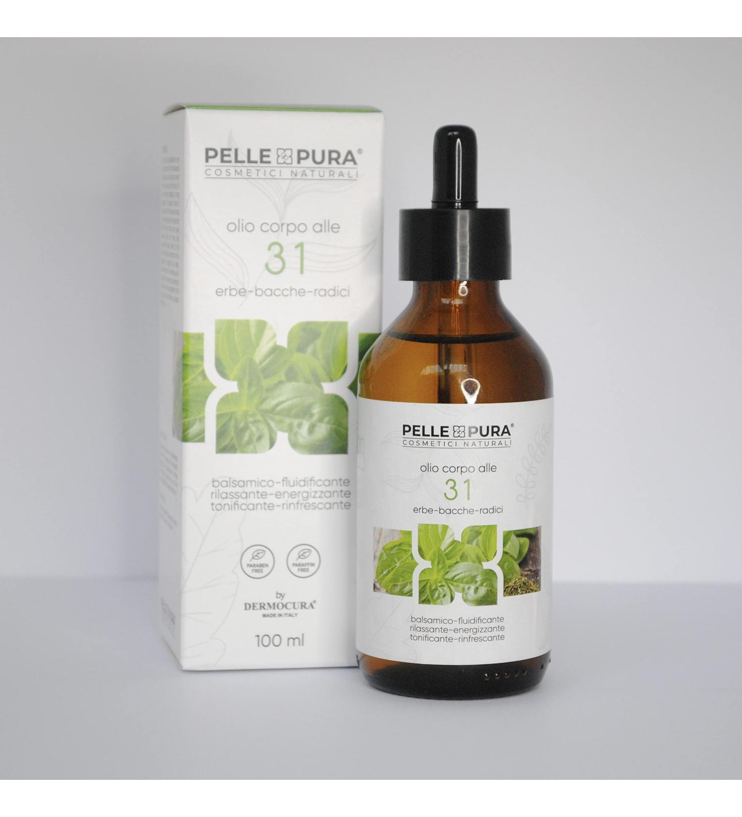 pelle pura cosmetici naturali Body Oil with 31 Herbs Balsamic Roots Fluidant Relaxing Energising and Refreshing Toning 100 ml