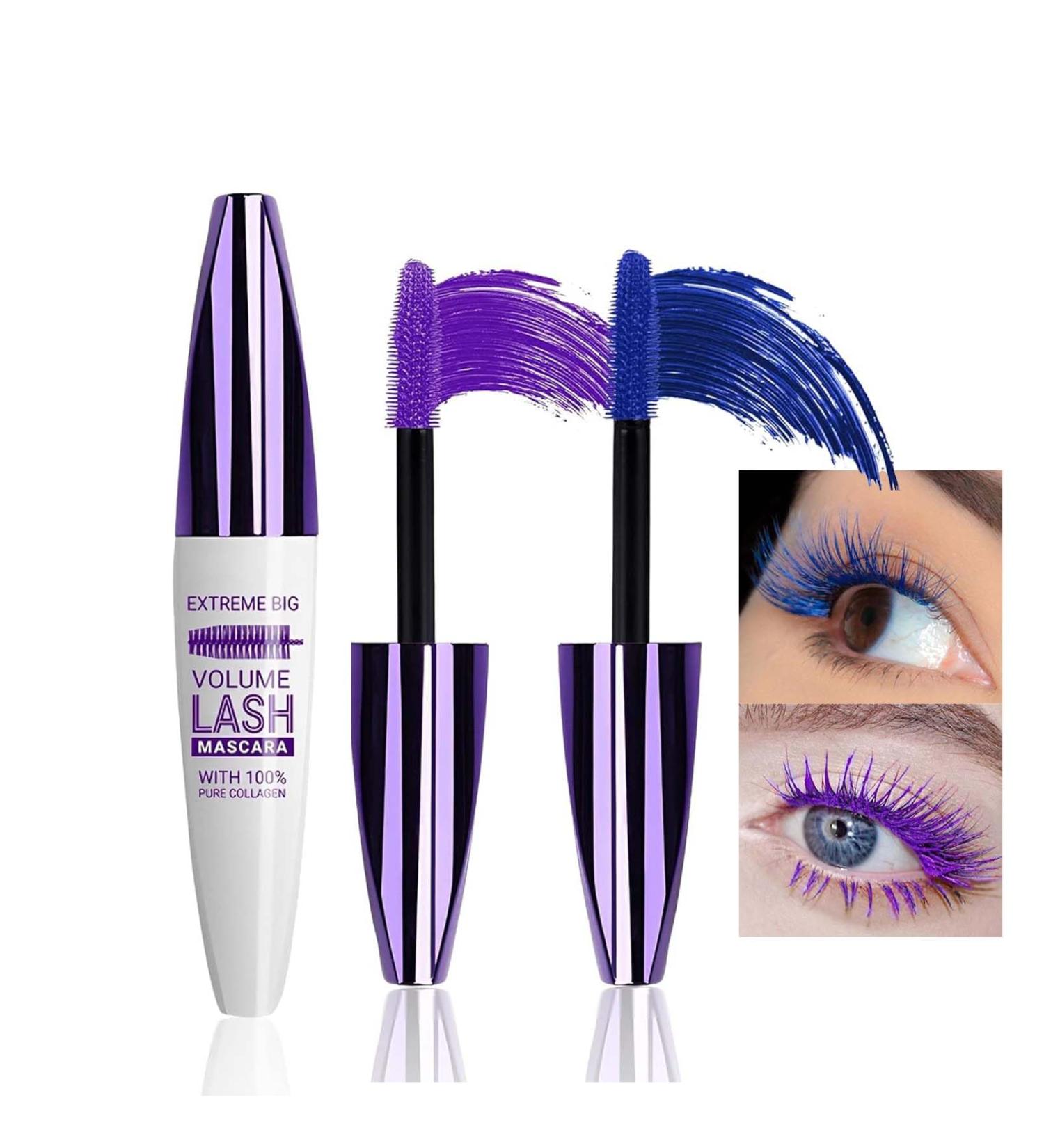 EONFAVE 5D Telescopic Mascara Set 2 Colors Mascara Blue + Purple Colored Mascara Waterproof Smudgeproof & Durable Volumizing Curly & Nonclump Fake Lash Effect Cosplay Party Use - Buy Online on GoSupps.com