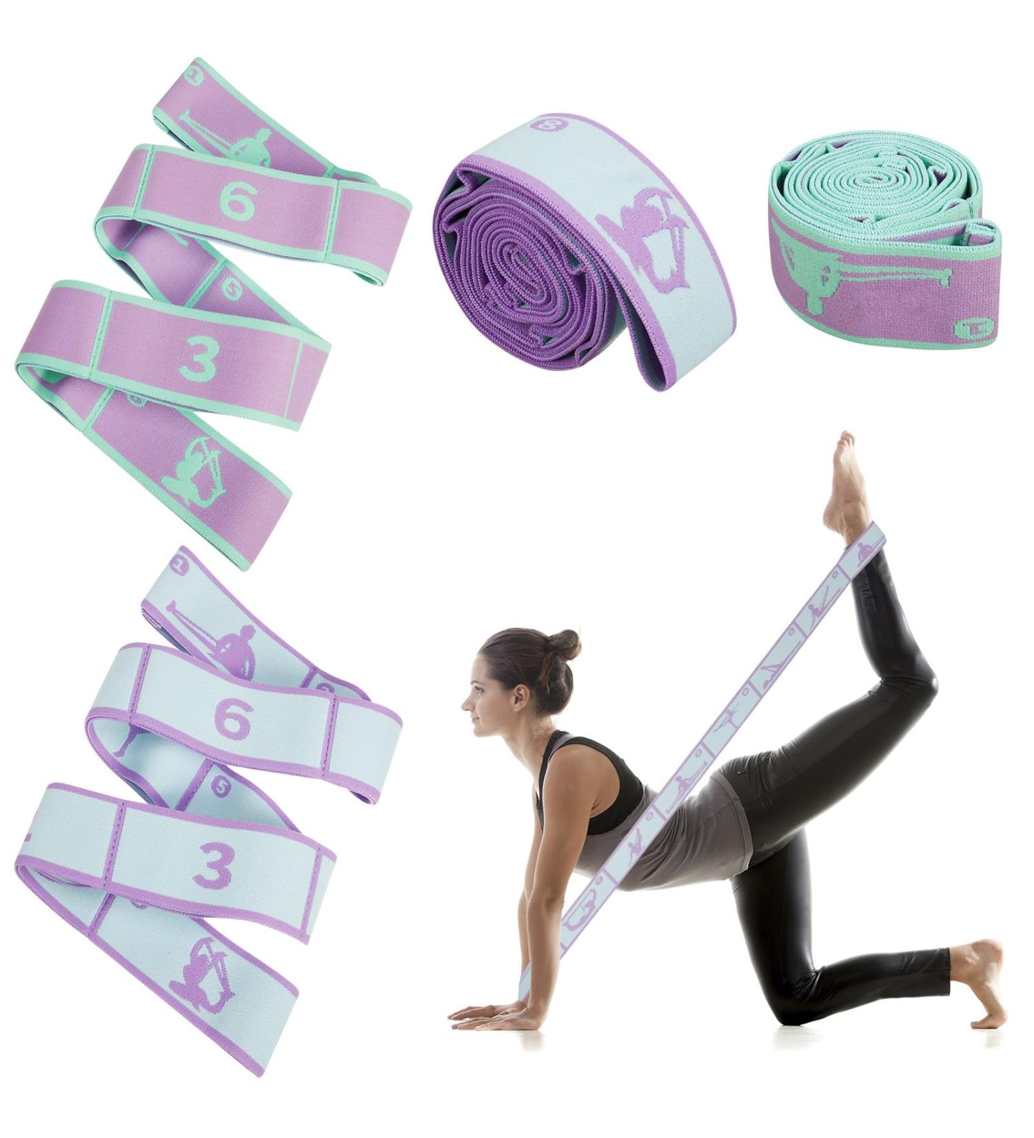 Partideal 2-Piece Yoga Belt with 8 Loops | Elastic Stretching & Fitness Band for Effective Yoga Training & Exercises - Buy Online on GoSupps.com