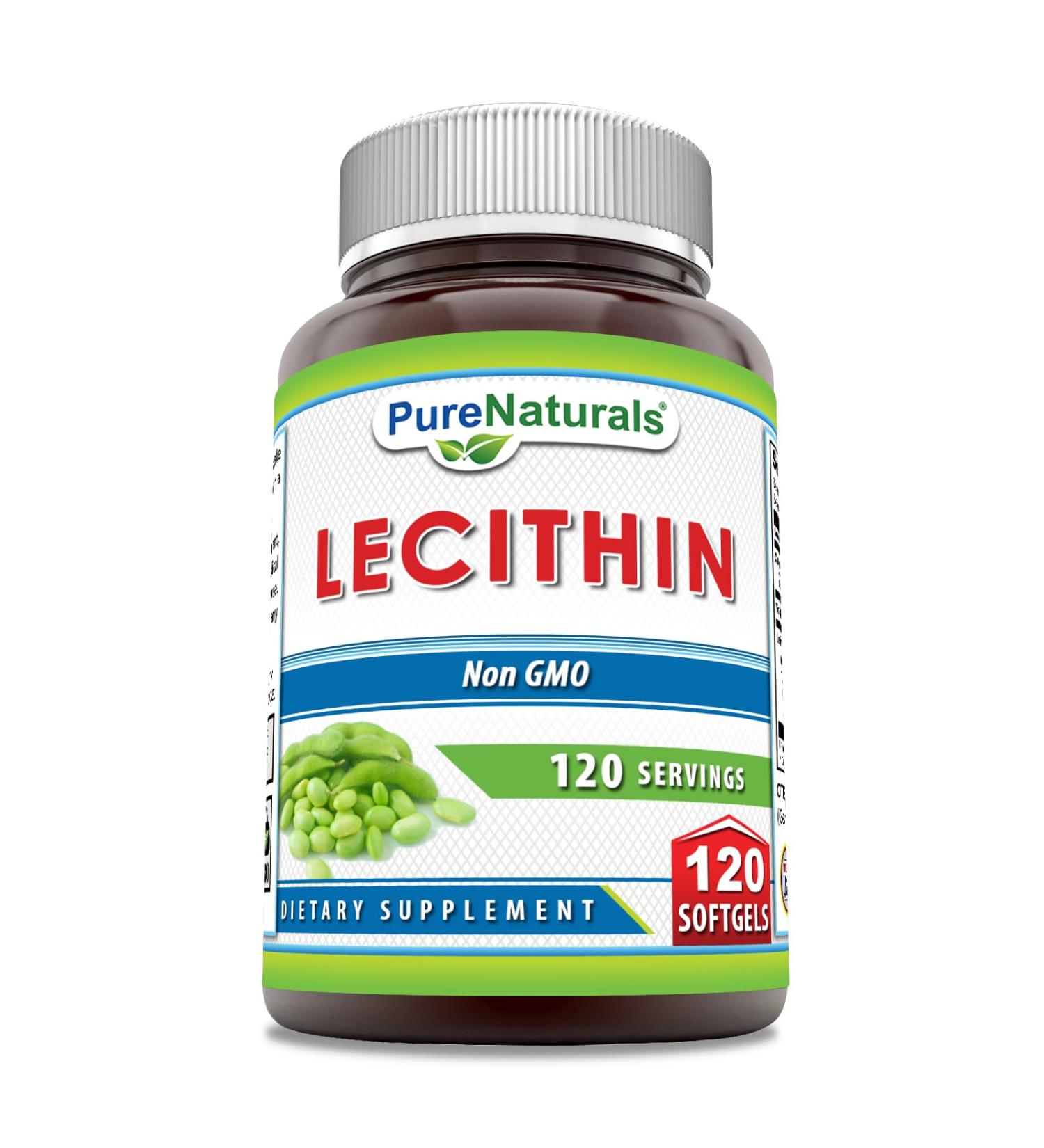 Pure Naturals Lecithin 1200 mg Softgels Supplement | High Potency | Non-GMO | Gluten Free (120 Count)