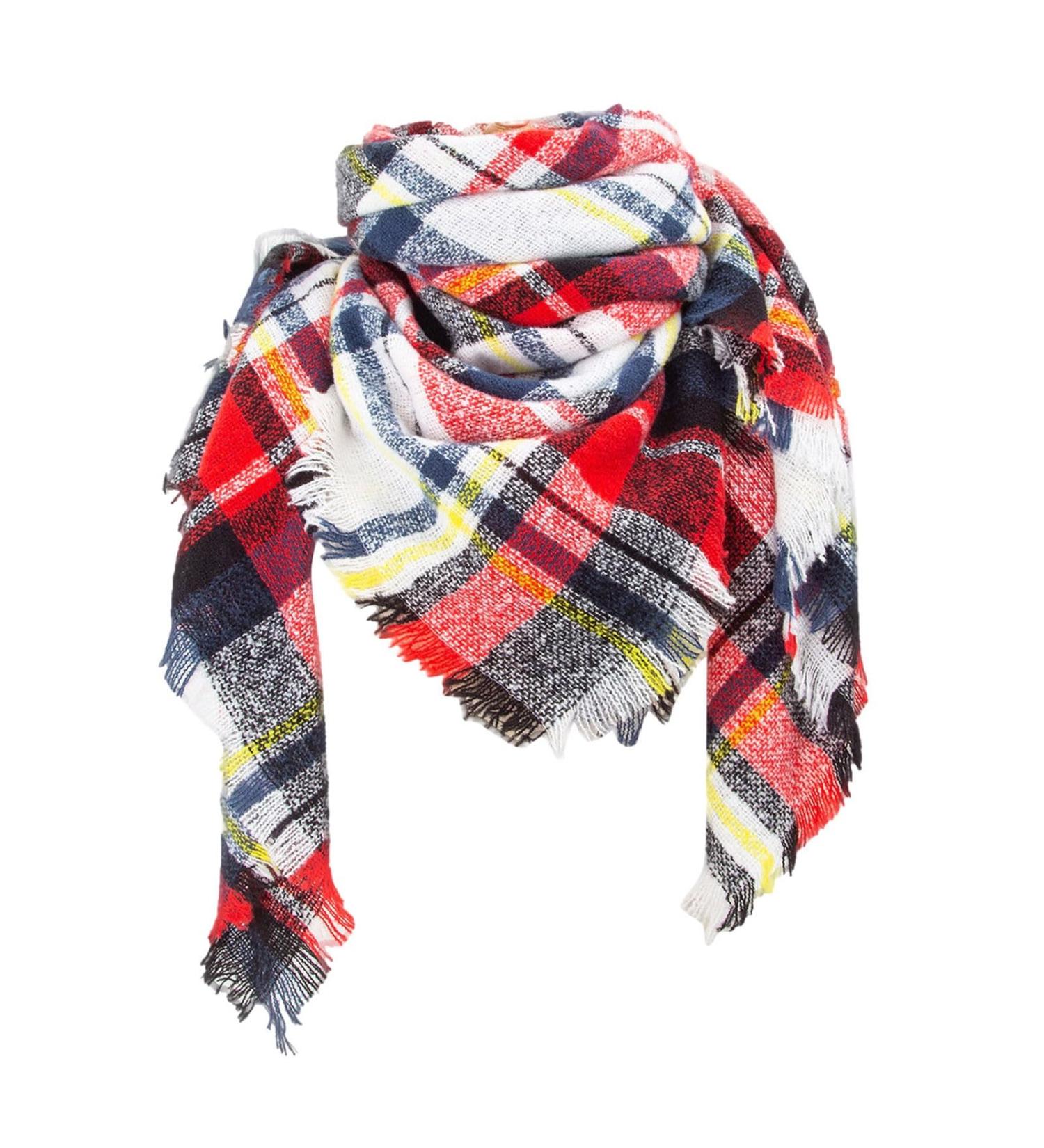 Buy Women's Warm Classic Cotton Triangle Scarf - Cashmere Poncho Cape with Button - Winter Fashion Accessory in White - Buy Online on GoSupps.com