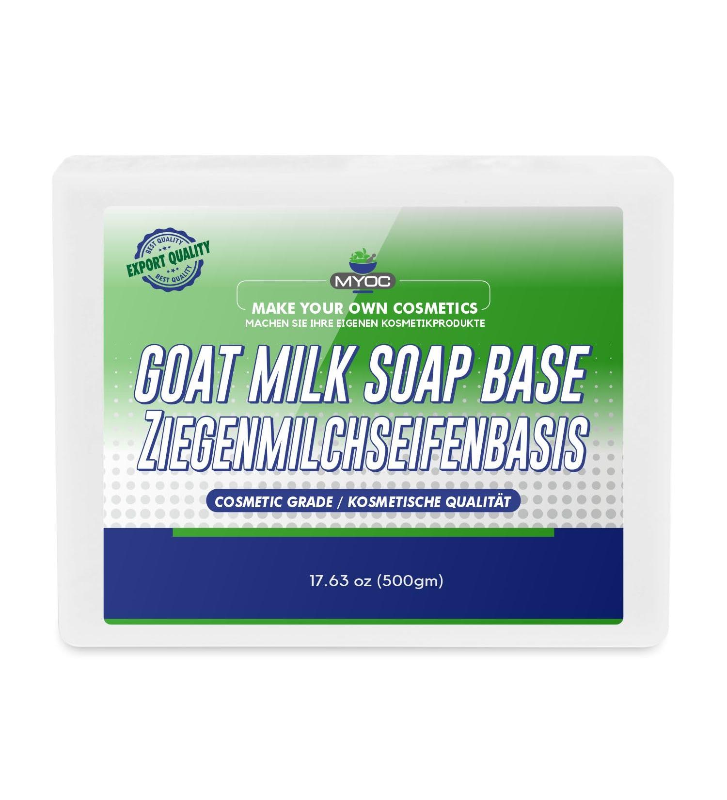 MYOC Goat's Milk Soap Base | Goat's milk aloe vera and glycerin | Melt and pour base for DIY soap making | 500 g / 17.63 oz
