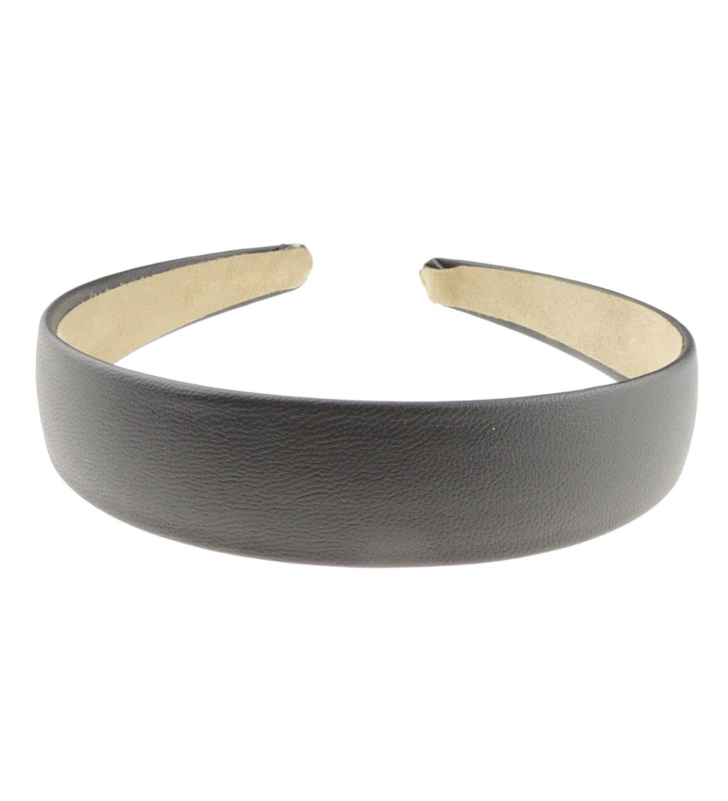 Ladies Leather Look 3cm Block Matte Colour Headband Alice Band (Black)