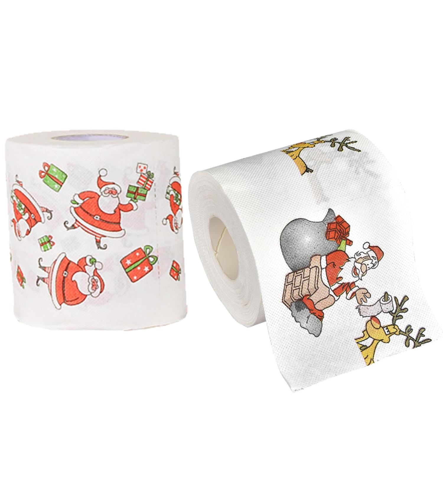 2 Rolls Christmas Toilet Paper Santa Claus Printed Christmas Toilet Roll Funny Merry Xmas Toilet Paper Bulk for Bathroom Decor Stocking Stuffers Party Favors - Buy Online on GoSupps.com