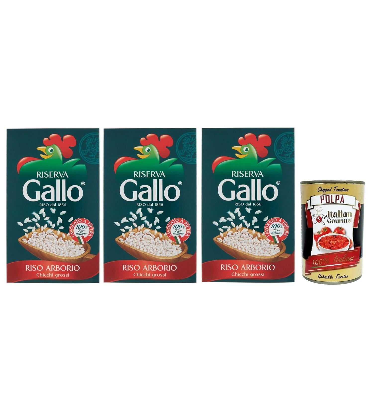  Italian Gourmet E.R. Gallo Riso Arborio Riserva Pack of 3 boxes of 100% Italian rice 15 minutes cooking time + 400g box - Buy Online on GoSupps.com
