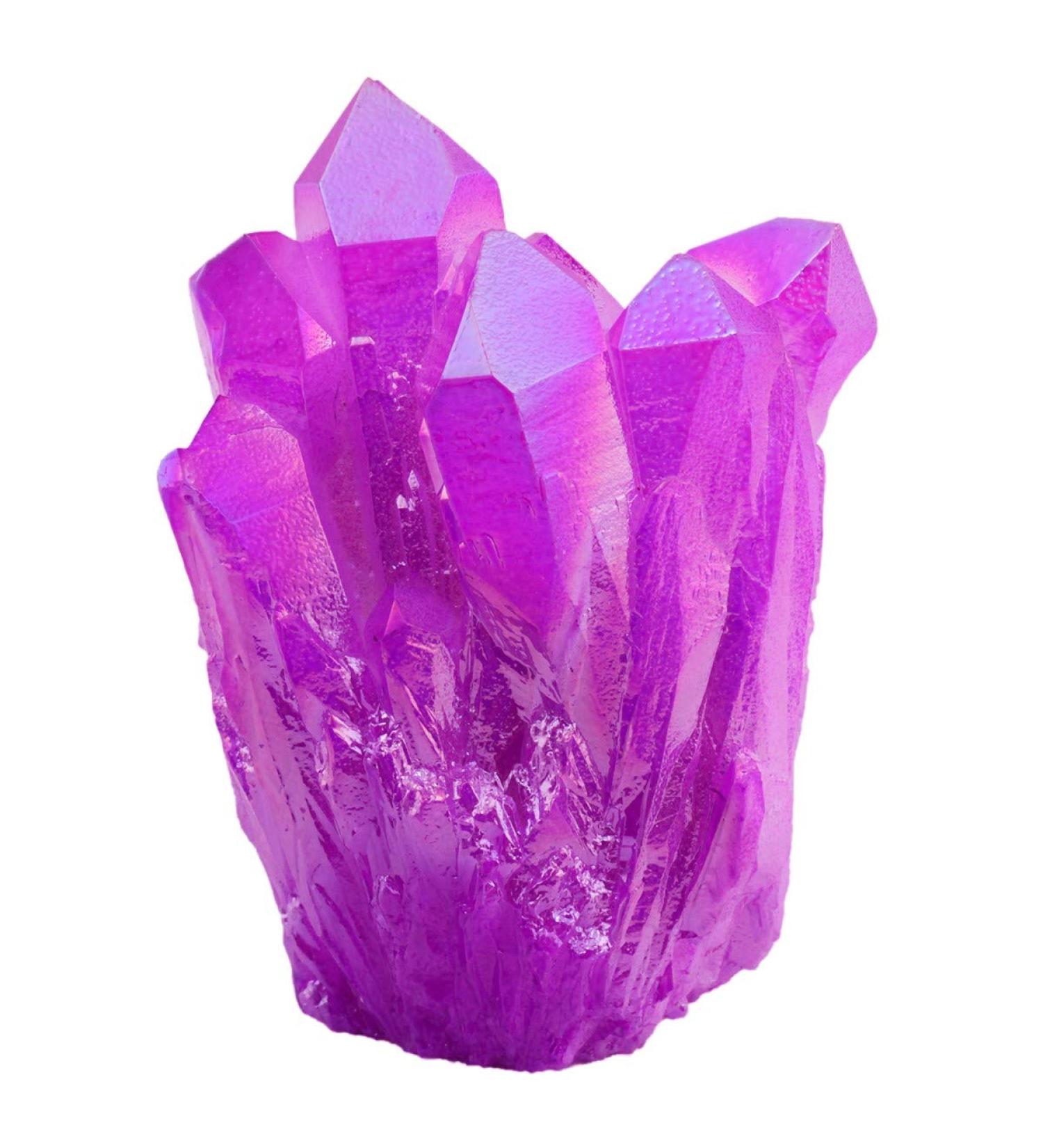 Buy Kyeygwo Natural Mountain Crystal Titan Coated Quartz Cluster - Healing Reiki Stone Decoration | Irregular Light Purple Gem | International Shipping Available - Buy Online on GoSupps.com
