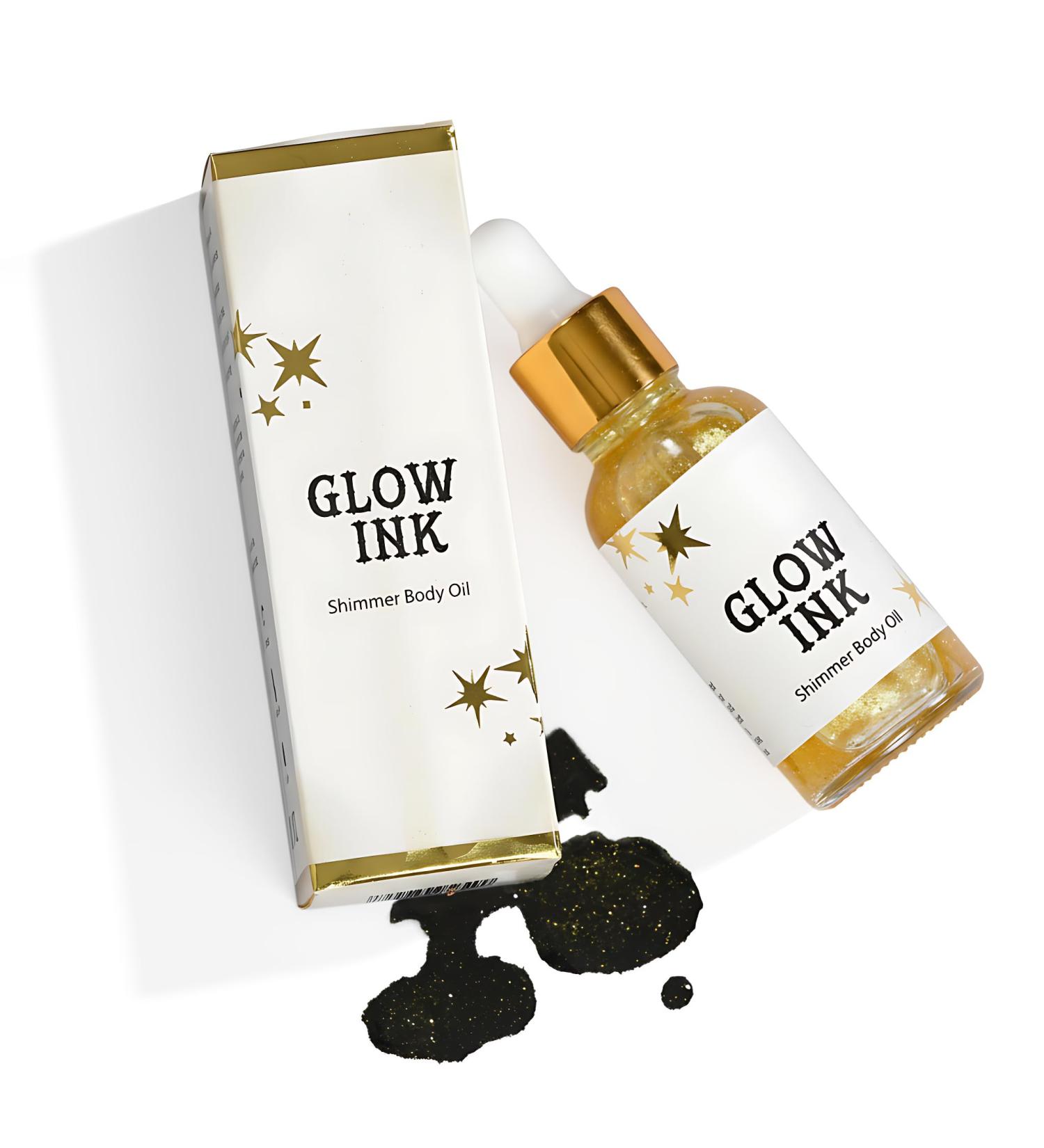 Glow Ink Shimmer Body Oil - Hydrating Skin & Tattoo Moisturizer Lightweight Body Shimmer Oil with Natural Essential Oils for Radiant Luminous Glow - Buy Online on GoSupps.com