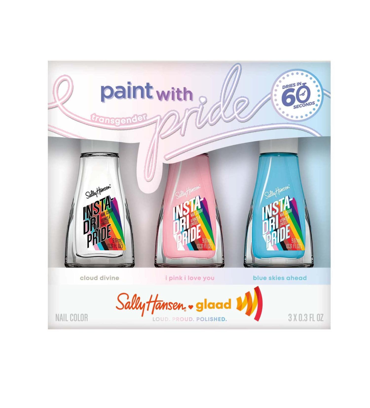 Sally Hansen Insta-Dri x GLAAD Transgender Pride Gift Set 0.31 Fl Oz (Pack of 3)