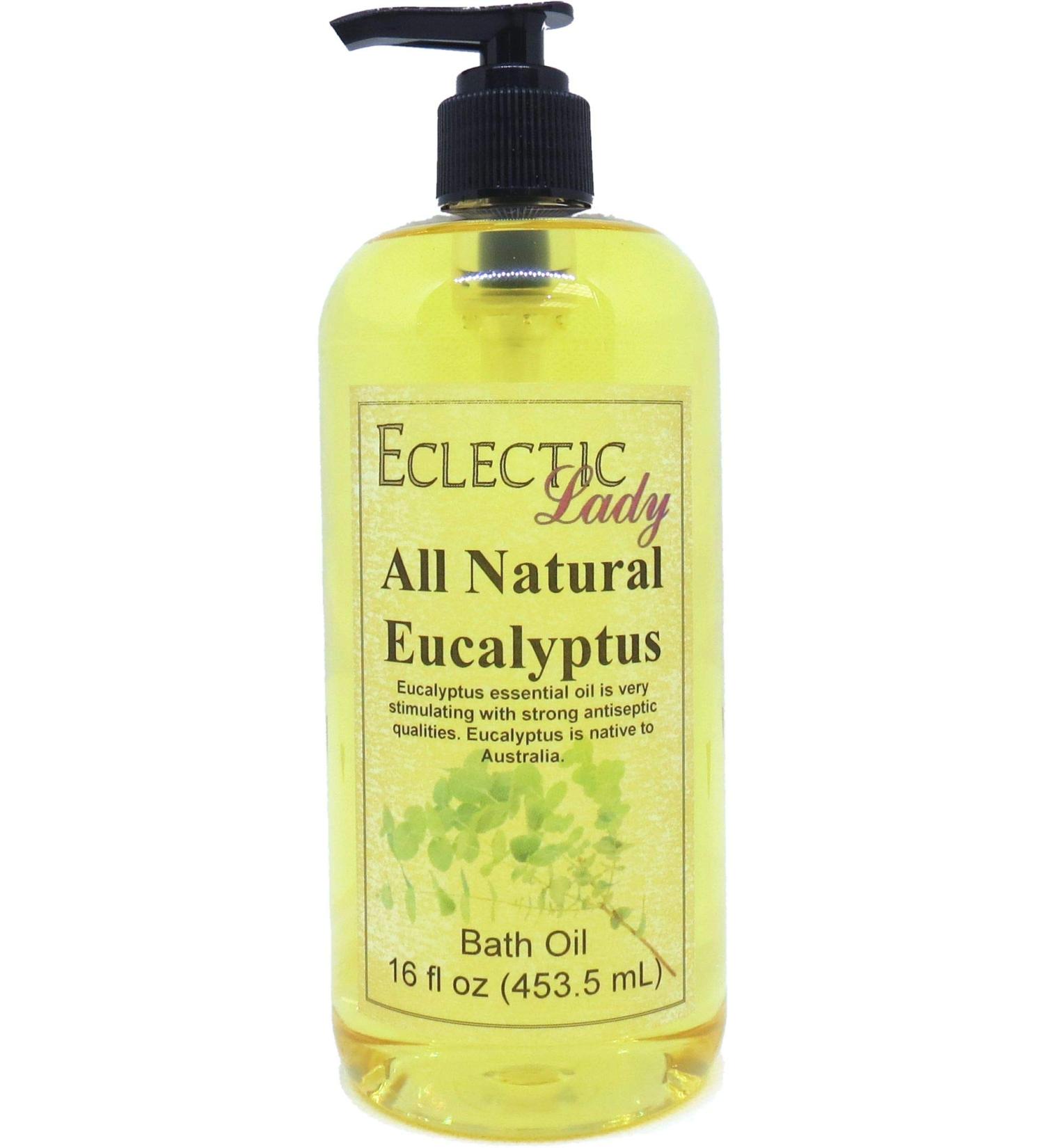 Eucalyptus Bath Oil by Eclectic Lady - Relaxing & Moisturizing Body Oil for Dry & Sensitive Skin - 16 oz Scented Bathing Oil - Buy Online on GoSupps.com