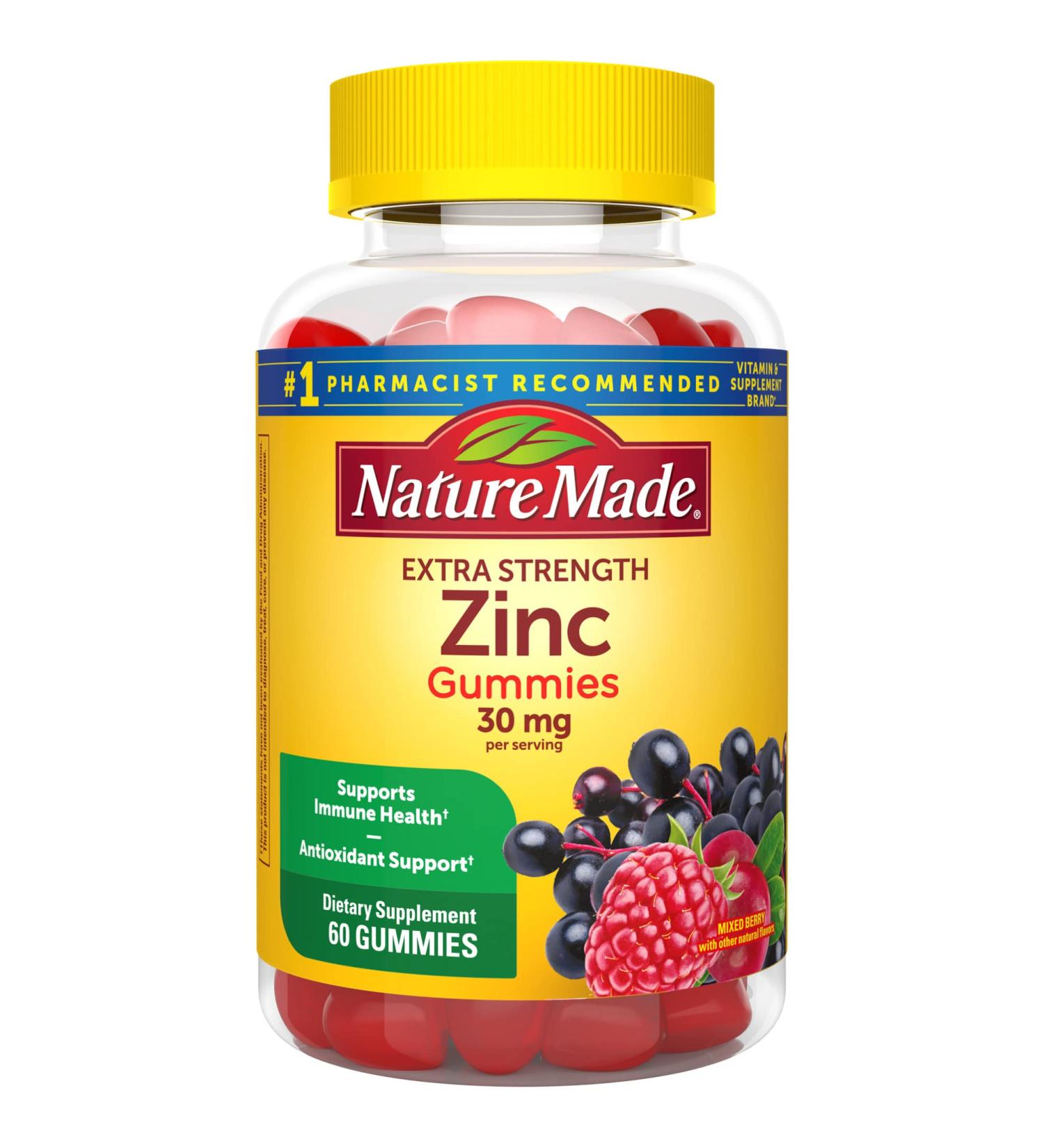 Nature Made Extra Strength Zinc 30mg Gummies - 60 Count for Immune Health & Antioxidant Support - Buy Online on GoSupps.com