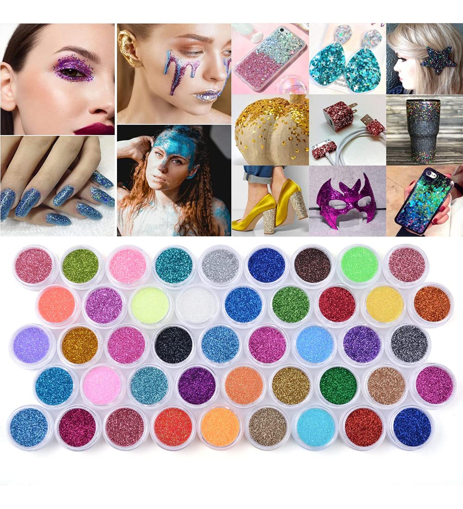 45 Colors Glitter Set - Resin Fine Glitter for Arts, Crafts, Nails, Makeup & Festivals - Buy Online on GoSupps.com