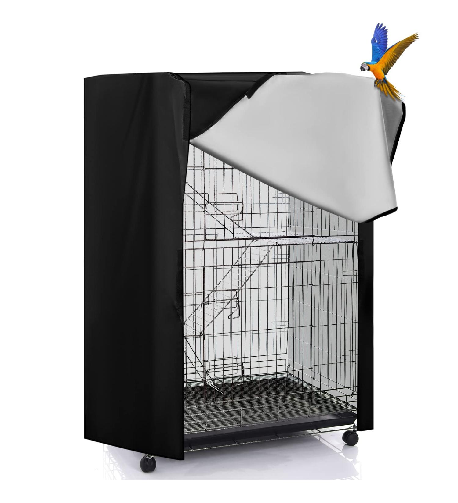 Universal Breathable Blackout Bird Cage Cover - 35 x 24 x 47 Inch | For Bird Parrot Parakeet Cats Mink & Small Animals | Washable & Nighttime Essential - Buy Online on GoSupps.com