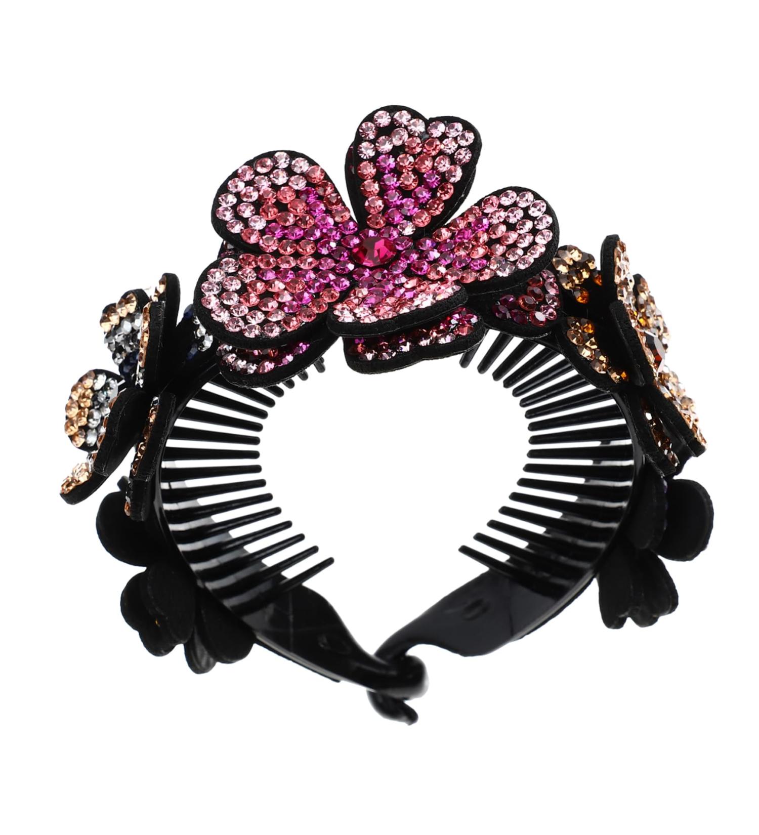 FRCOLOR Glitter Hair Accessories Ball Head Twist Clamp Miss Bracket The Flowers Leather Rhinestone Hair Clip - Buy Online on GoSupps.com