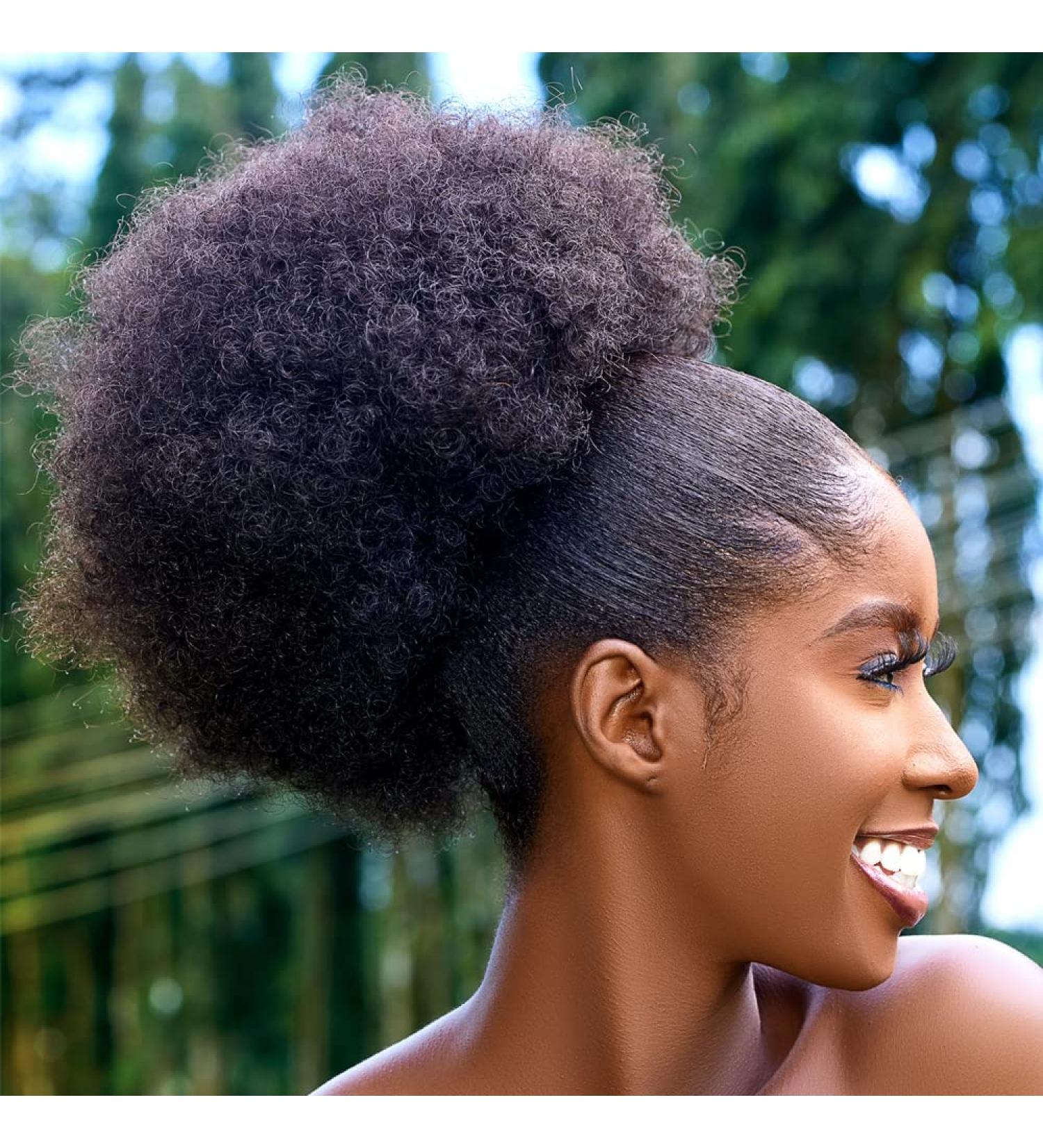 Afro Puff Drawstring Ponytail Extension for Black Women Synthetic Short Afro Kinkys Curly Afro Bun Extension Hairpieces Updo Hair Extensions with Two Clips (Black-1B) (Large(pack of 1) 1B#) Large(pack of 1) 1B# - Buy Online on GoSupps.com