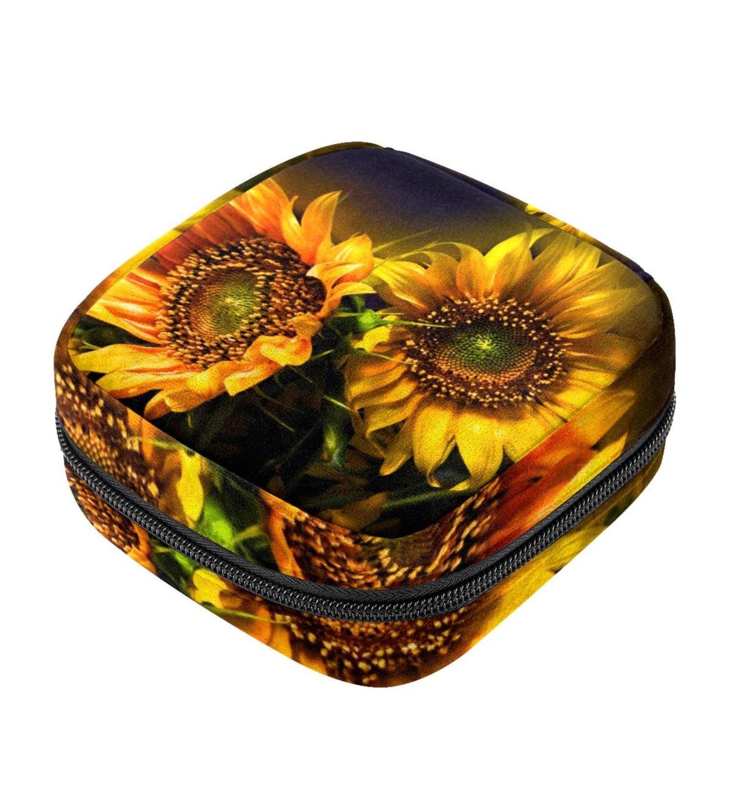 Women's Sunflower Napkin Storage Bag | Portable Menstrual Cup & Bandage Organizer | Perfect for First Period - Buy Online on GoSupps.com