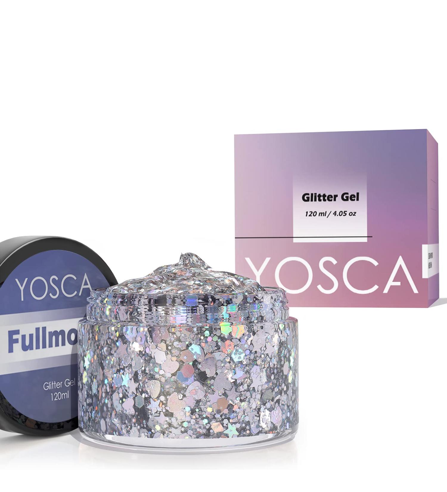 Yosca Holographic Body Glitter Gel 120g - Mermaid Sequins Chunky Glitter for Women, Hair, Festival & Carnival Makeup - Fullmoon - Buy Online on GoSupps.com