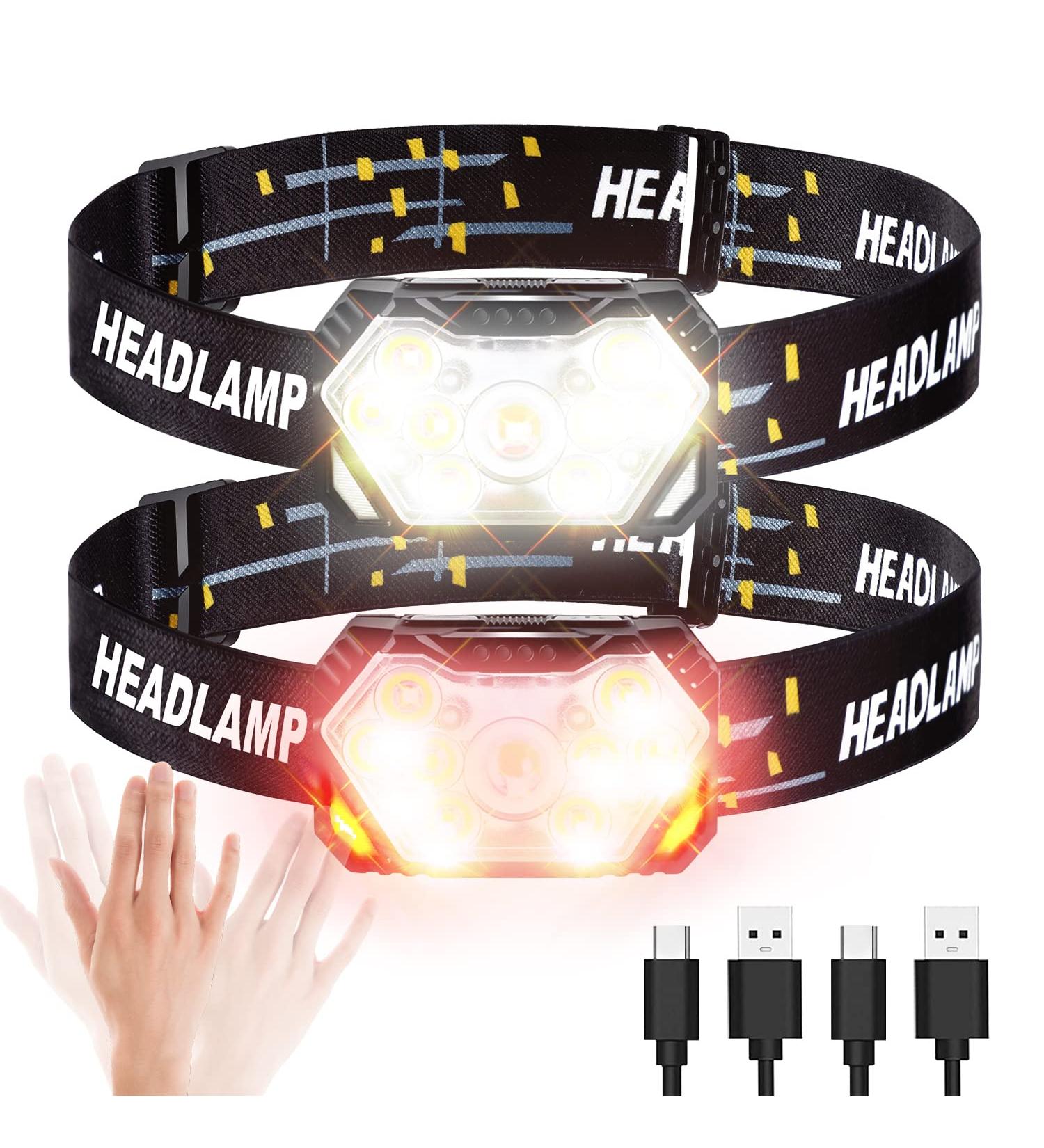 GOANDO Rechargeable 2500 Lumen LED Headlamp 2 Pack | Waterproof with Red Light Sensor Mode | Ideal for Running, Cycling, Camping - Buy Online on GoSupps.com