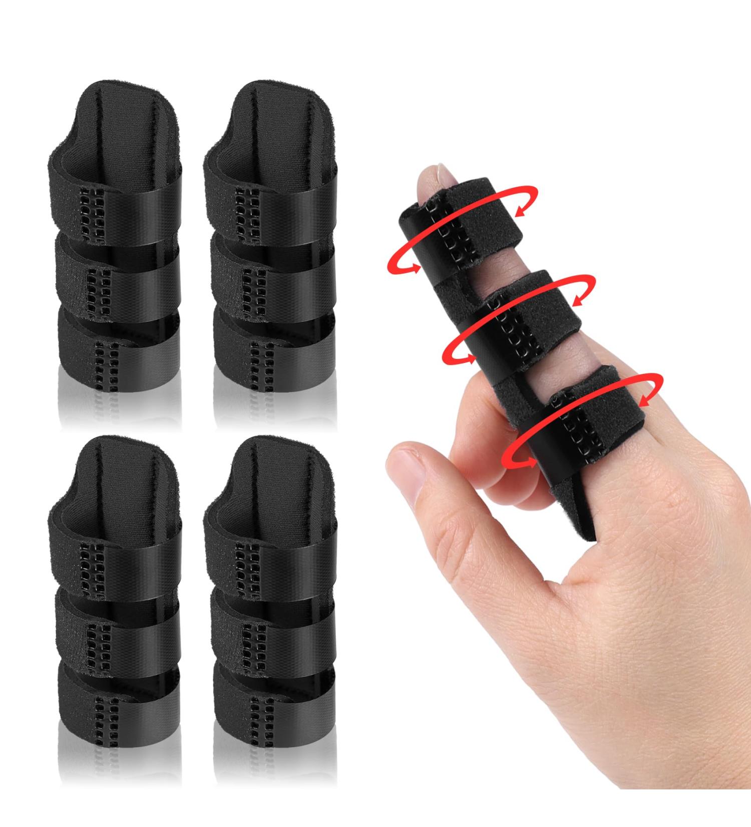 Trigger Finger Splint - Adjustable Finger Brace for Straightening & Supporting Index Middle Ring Finger - 4 Pack One Size - Black - Buy Online on GoSupps.com