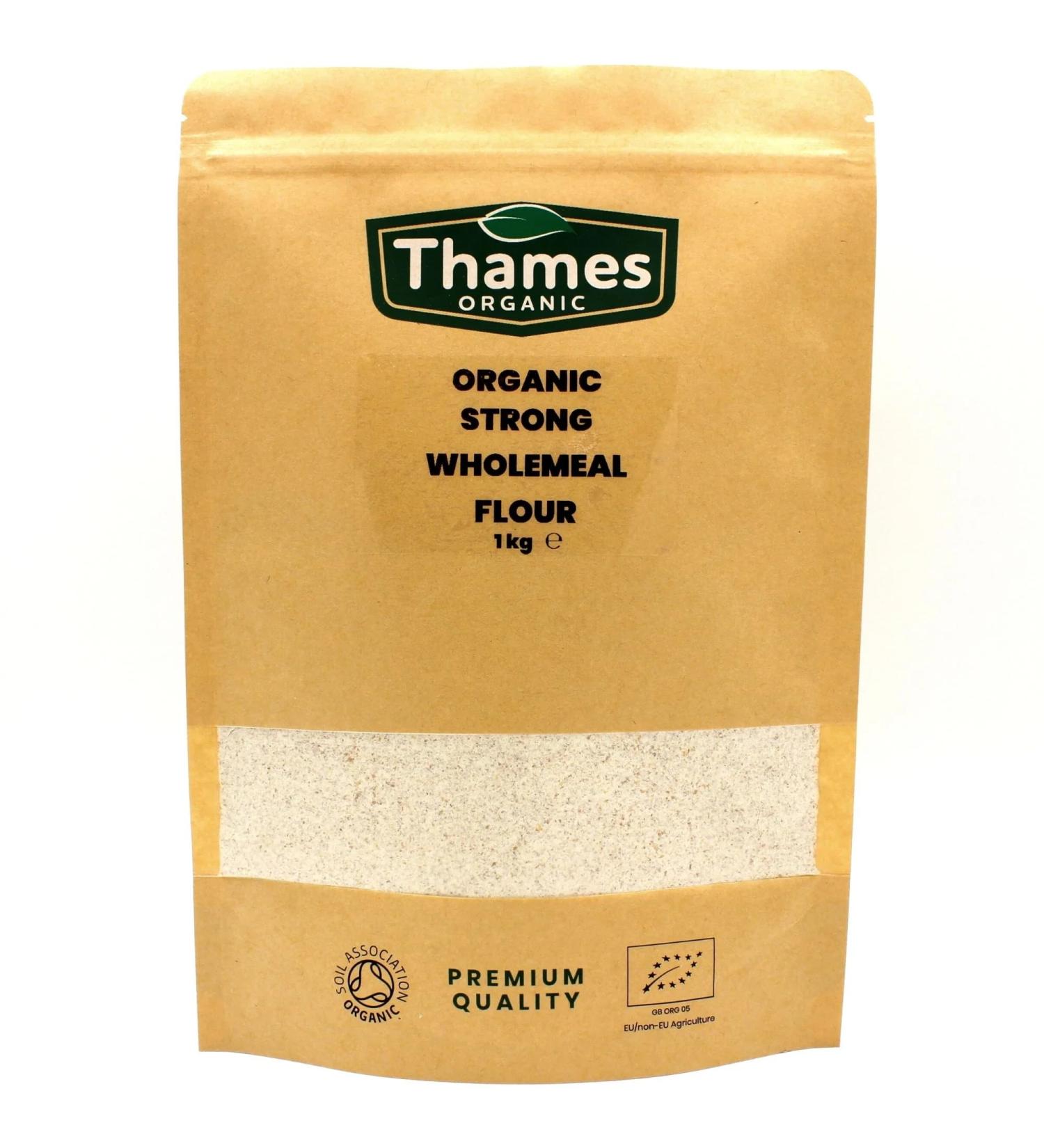 Organic Stoneground Wholemeal Bread Flour-Certified Organic Non-GMO Vegan No Additives No Preservatives Resealable Bag by Thames Organic 1kg - Buy Online on GoSupps.com