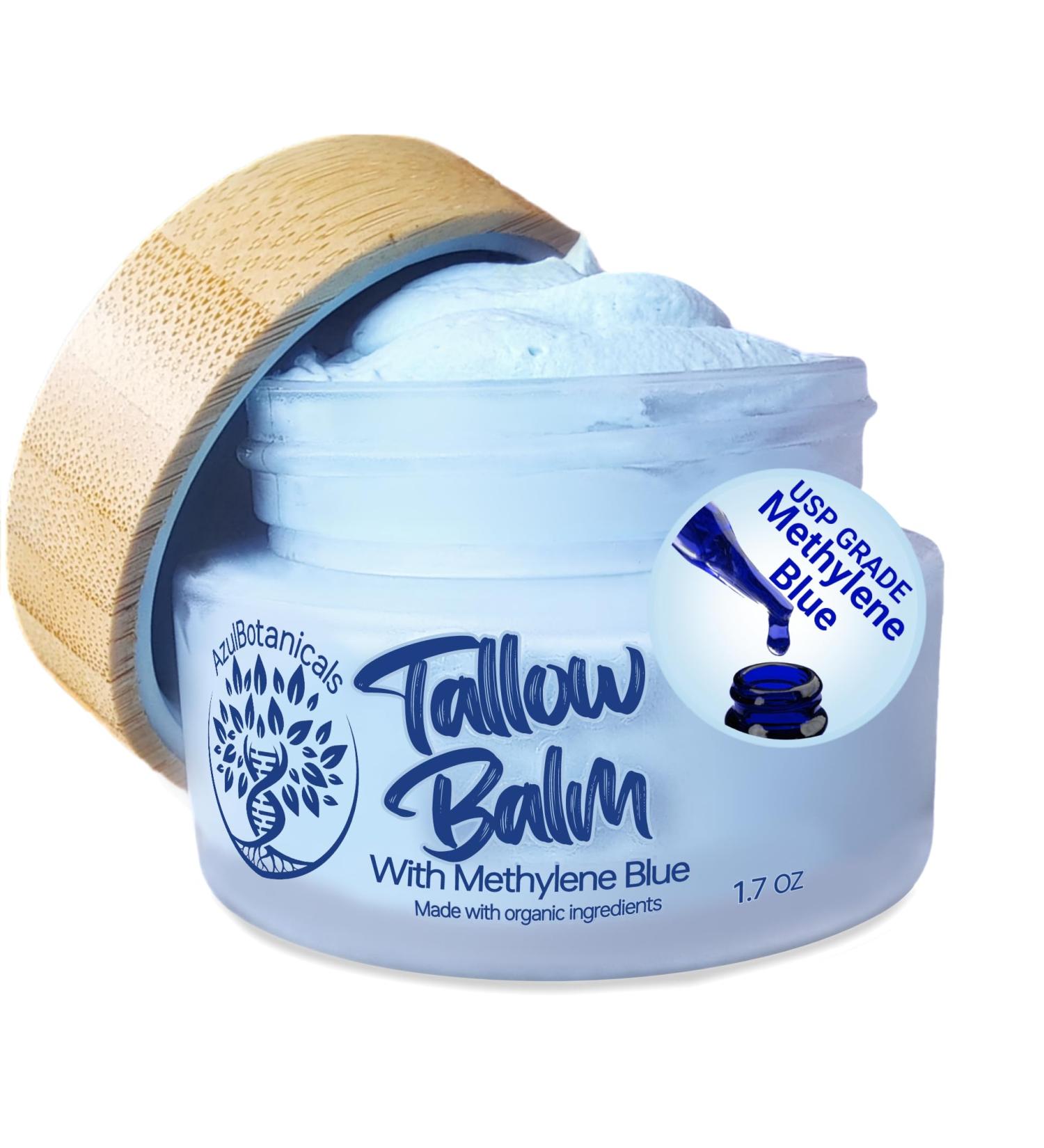Methylene Blue Infused Whipped Grass Fed Beef Tallow Balm, Anti-Aging, Moisturizer, Stretchmarks, Rosacea, Psoriasis, Eczema, Acne, All skin types, Organic Ingredients 1.7oz 1.7 Ounce (Pack of 1) Methylene Blue 50 - Buy Online on GoSupps.com