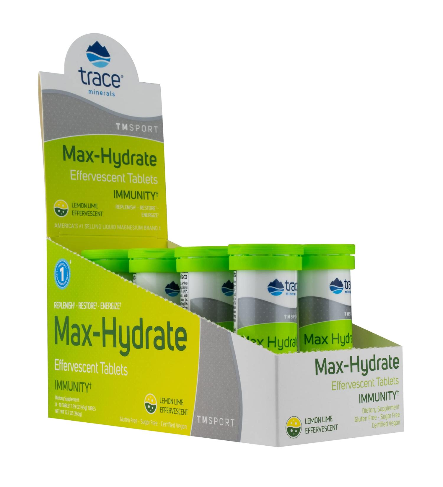 MAX Hydrate Immunity Electrolyte Fizzing Support | Trace Minerals | Lemon Lime | 80 Tablets - Buy Online on GoSupps.com