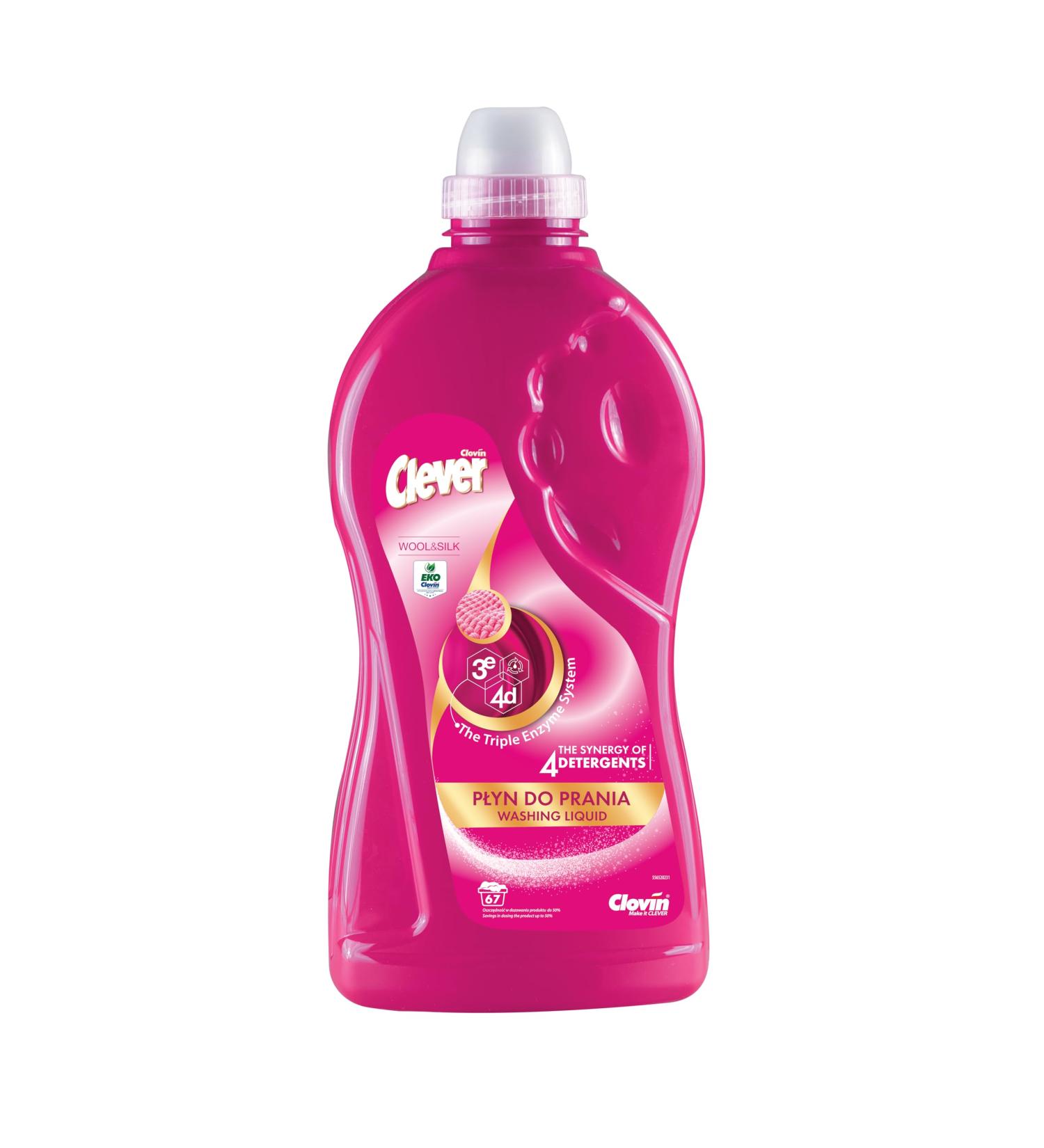Washing liquid CLEVER WOOL&SILK (67 WL) the power of 3 enzymes/4 detergents detergent 2 l cotton & silk