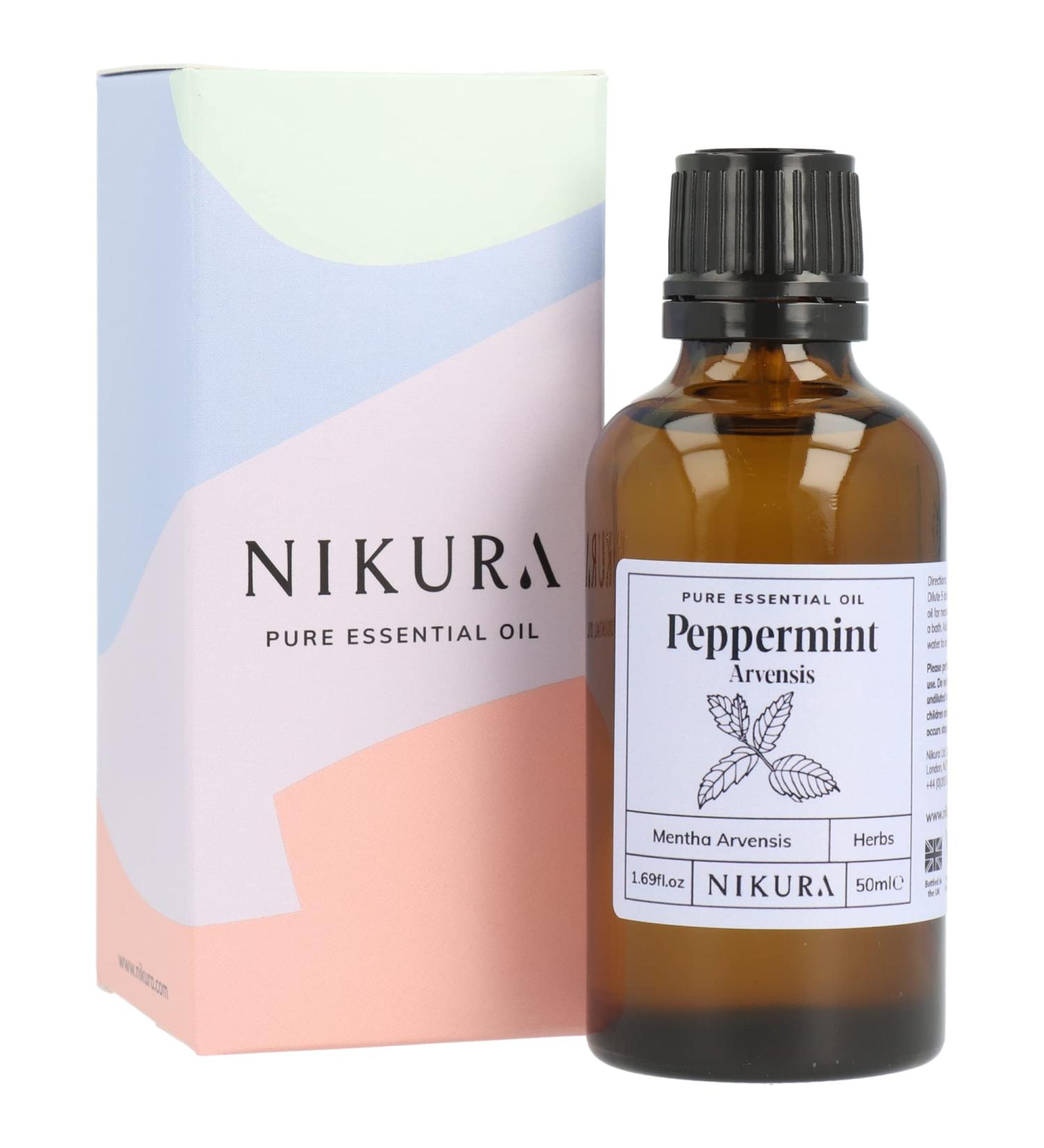 Nikura Peppermint (Arvensis) Essential Oil - 50ml | 100% Pure Natural | Hair Care, Spider Repellent, Energy Boost, Candle Making | Skin Care, Headache Relief | Vegan & UK Made - Buy Online on GoSupps.com
