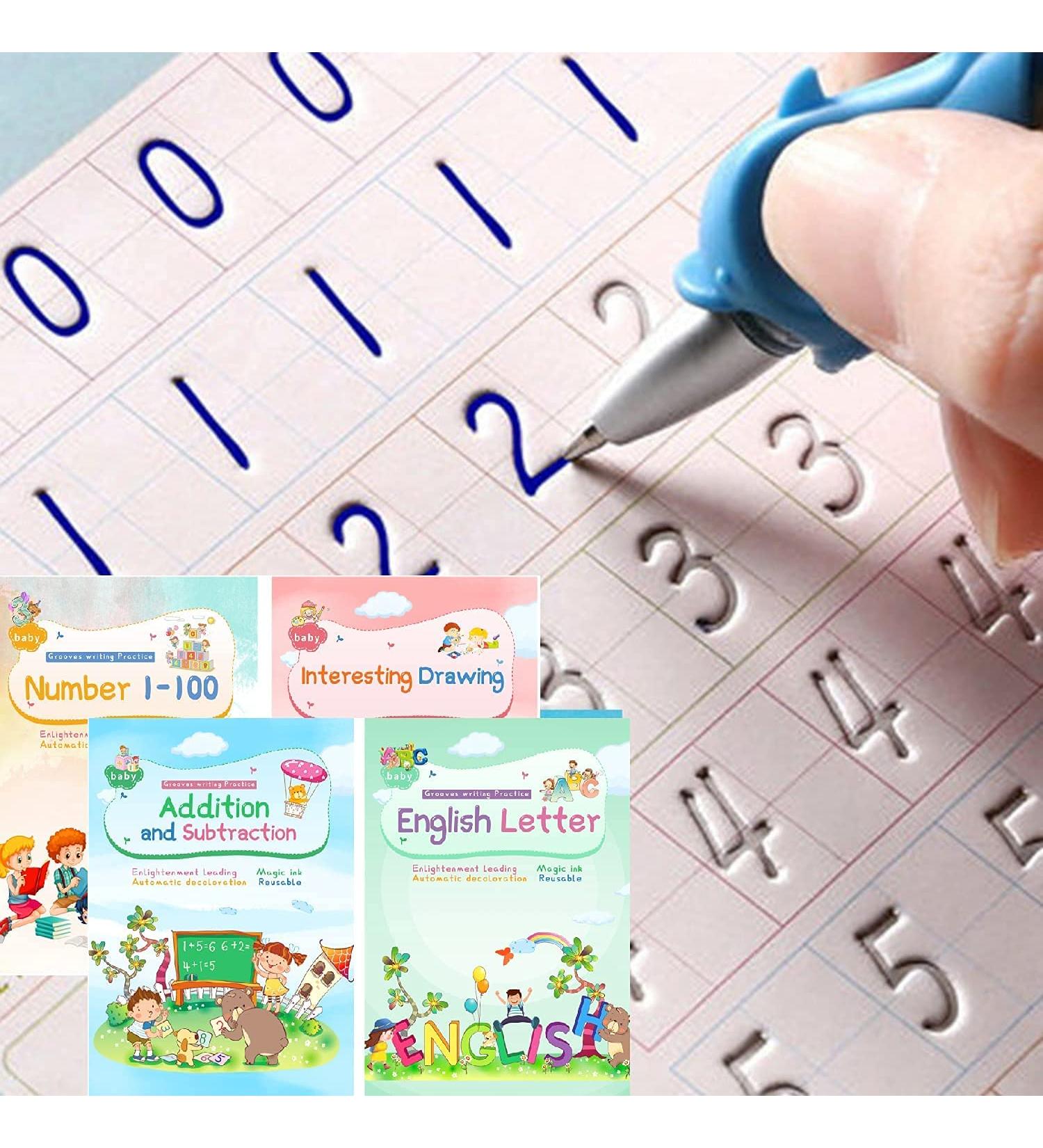 Magical Handwriting Workbooks Practice Copybook  Magic Calligraphy That Can Be Reused Handwriting Copybook Tracing Book (A4+Enlarged 4books+Pens) - Buy Online on GoSupps.com