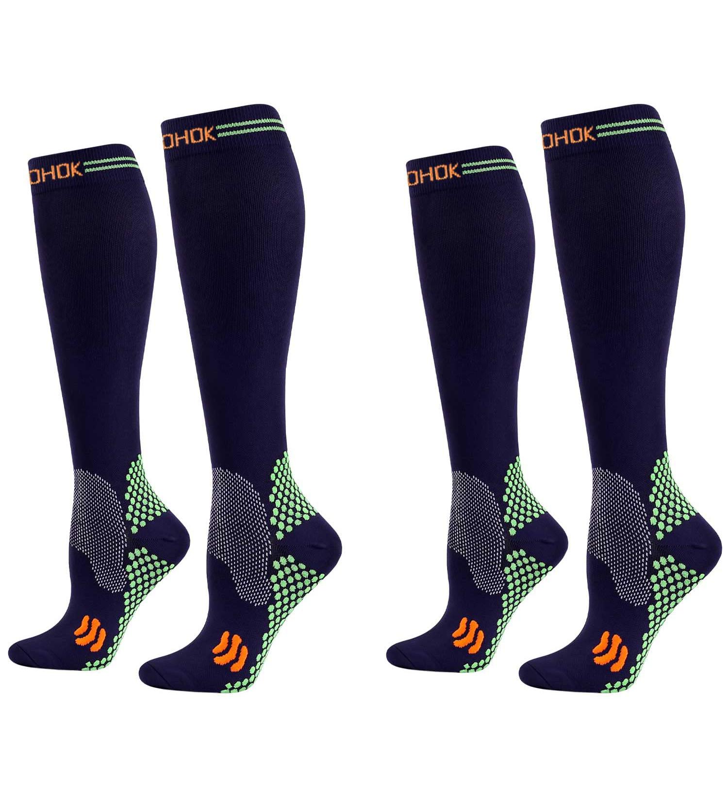 Cocohok Compression Stockings for Men & Women - Sports Running Flight Socks for Enhanced Performance & Blood Circulation | 2 Pairs Dark Blue 38-42 - Buy Online on GoSupps.com