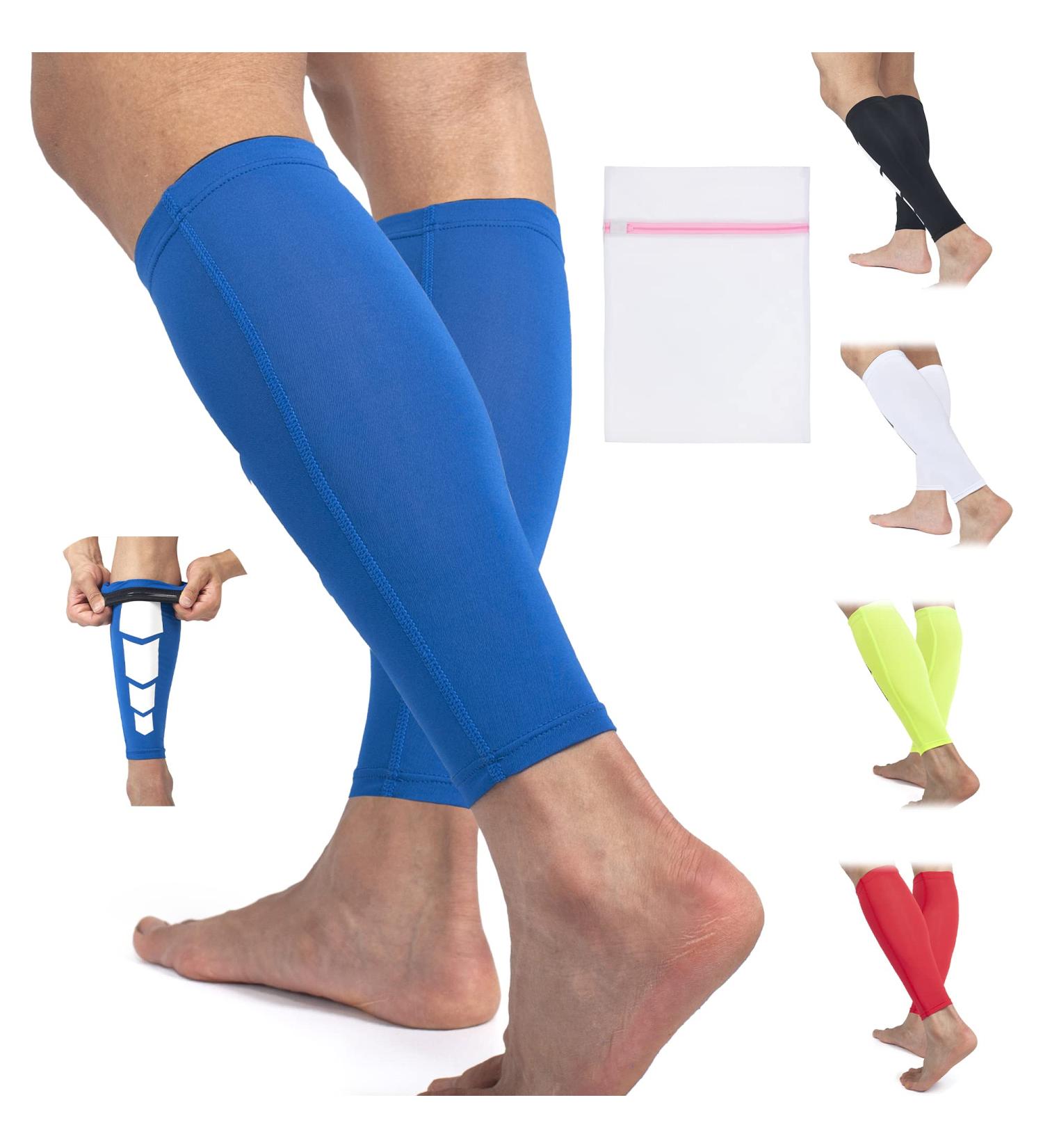 360 RELIEF Compression Calf Sleeves - Medium Blue | Support for Fitness & Sports | Shin Splints, Muscle Cramps, Running, Jogging | Includes Mesh Laundry Bag | 1 Pair - Buy Online on GoSupps.com