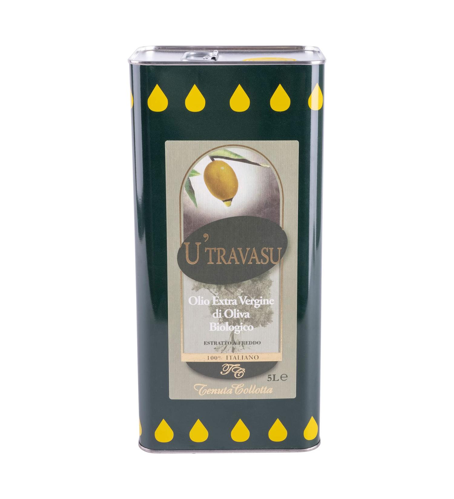 U'Travasu - Organic Extra Virgin Olive Oil 5l can - 100% Italian - Produced in Sicily - Cold Extraction - Buy Online on GoSupps.com