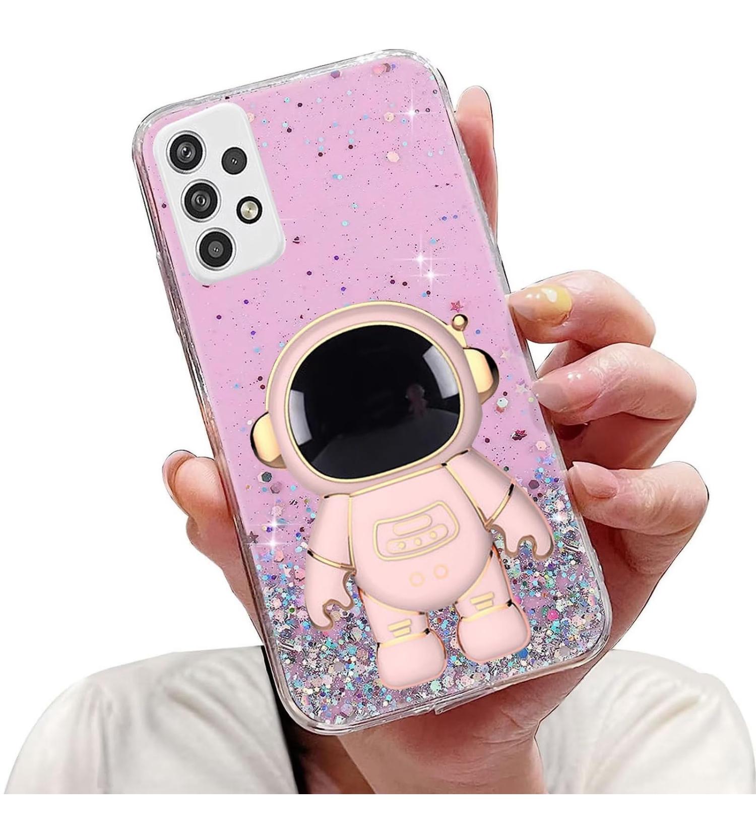 Shop Tivenfezk Nadoli Astronaut Hidden Stand Shell for Samsung Galaxy A23 4G/5G Soft Silicone Bling Transparent Protective Cover in Pink - Buy Online on GoSupps.com
