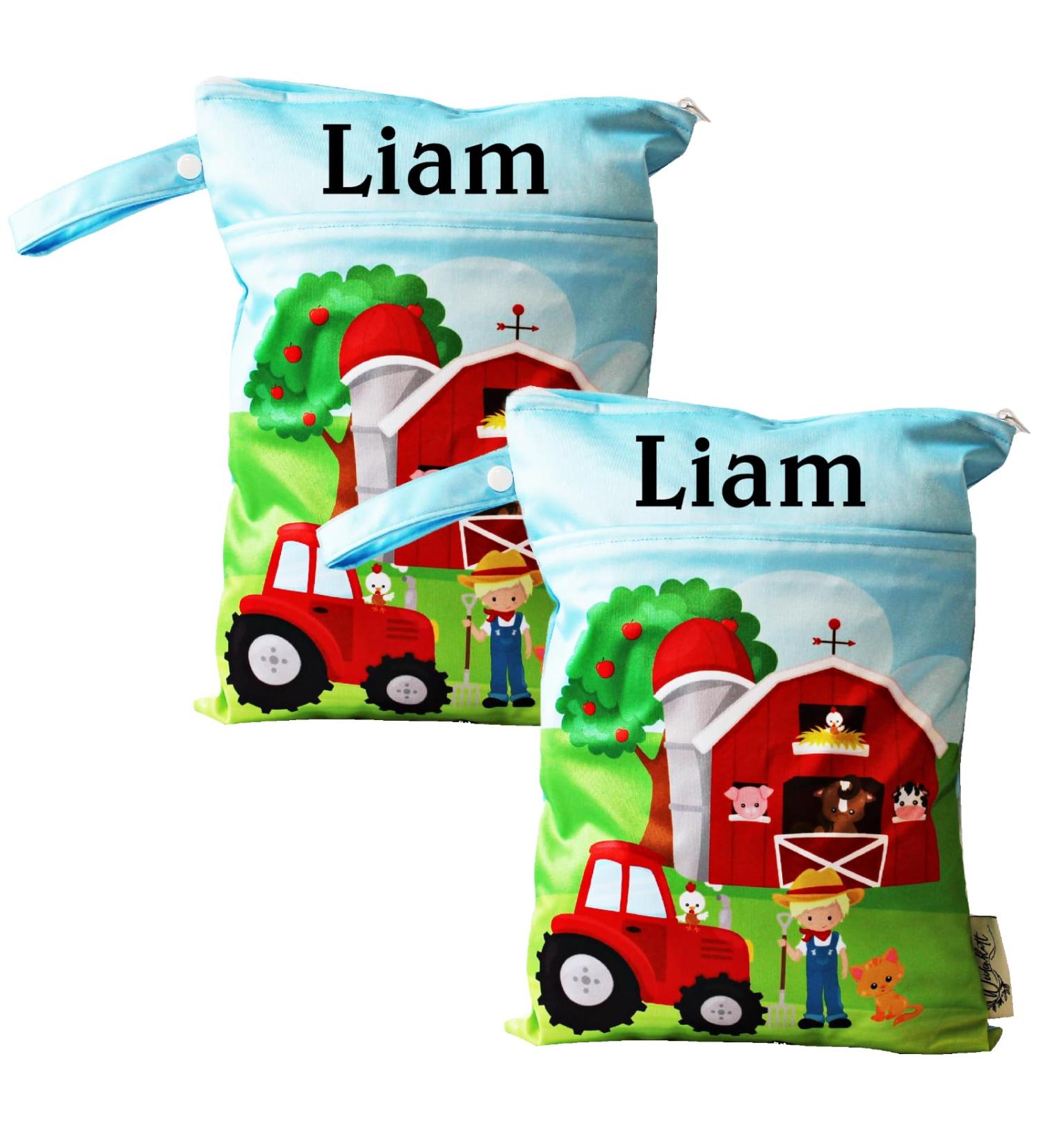 Personalized Wet Bag Set - 2-in-1 Diaper Bag & Kindergarten Tote for Kids | Tractor Design in Germany - Buy Online on GoSupps.com