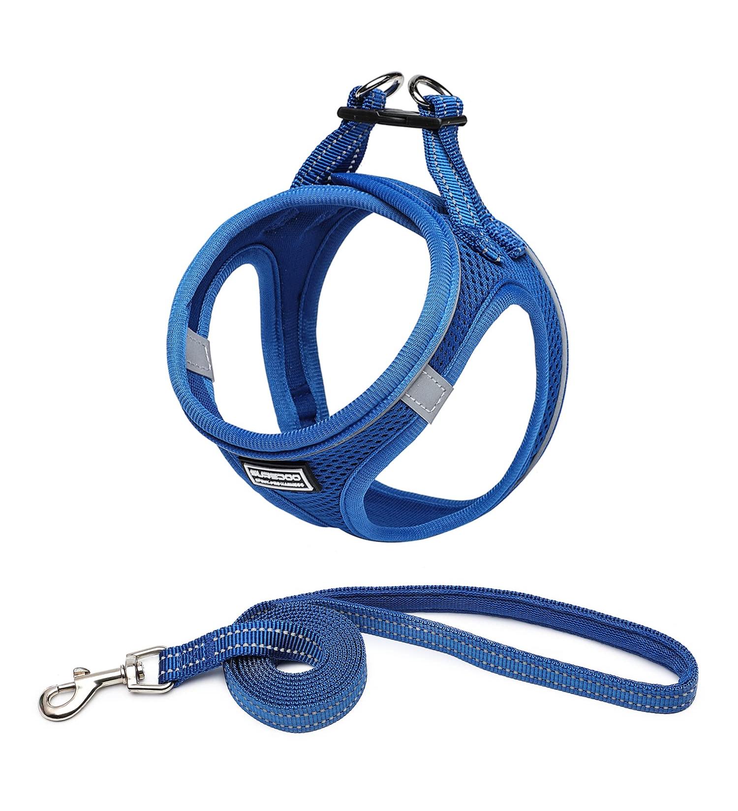 Suredoo Reflective Dog Harness with Leash for Small Dogs Puppies & Cats | Anti-Train Design - Lapis Blue XS - Buy Online on GoSupps.com