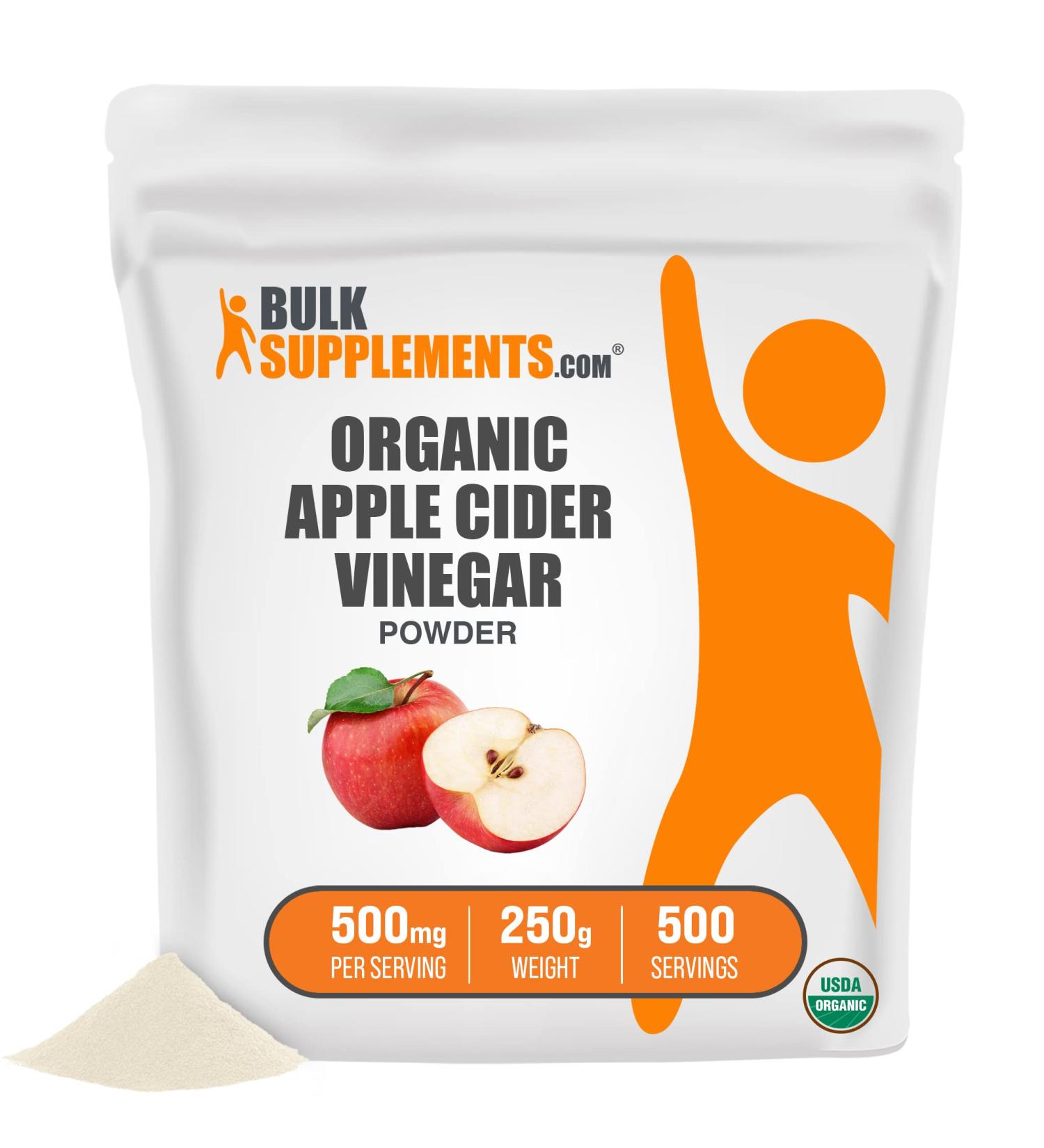 Organic Apple Cider Vinegar Powder - 500mg per Serving - Digestive Support - Soy Free - 250g - 500 Servings - 8.8oz - Buy Online on GoSupps.com