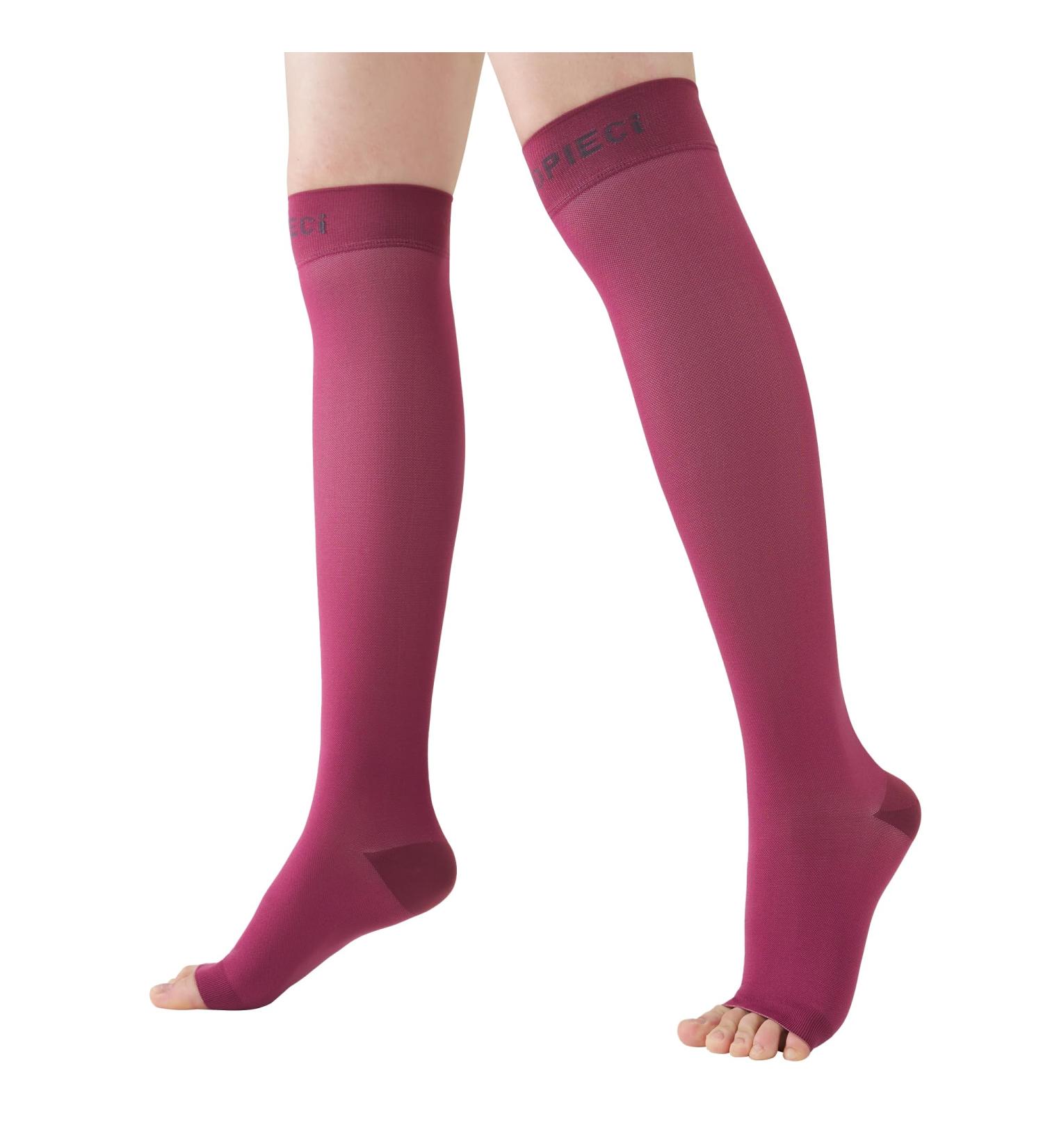 Maroon Open Toe Compression Socks 15-20mmHg | Reduce Swelling & Alleviate Varicose Veins - Buy Online on GoSupps.com