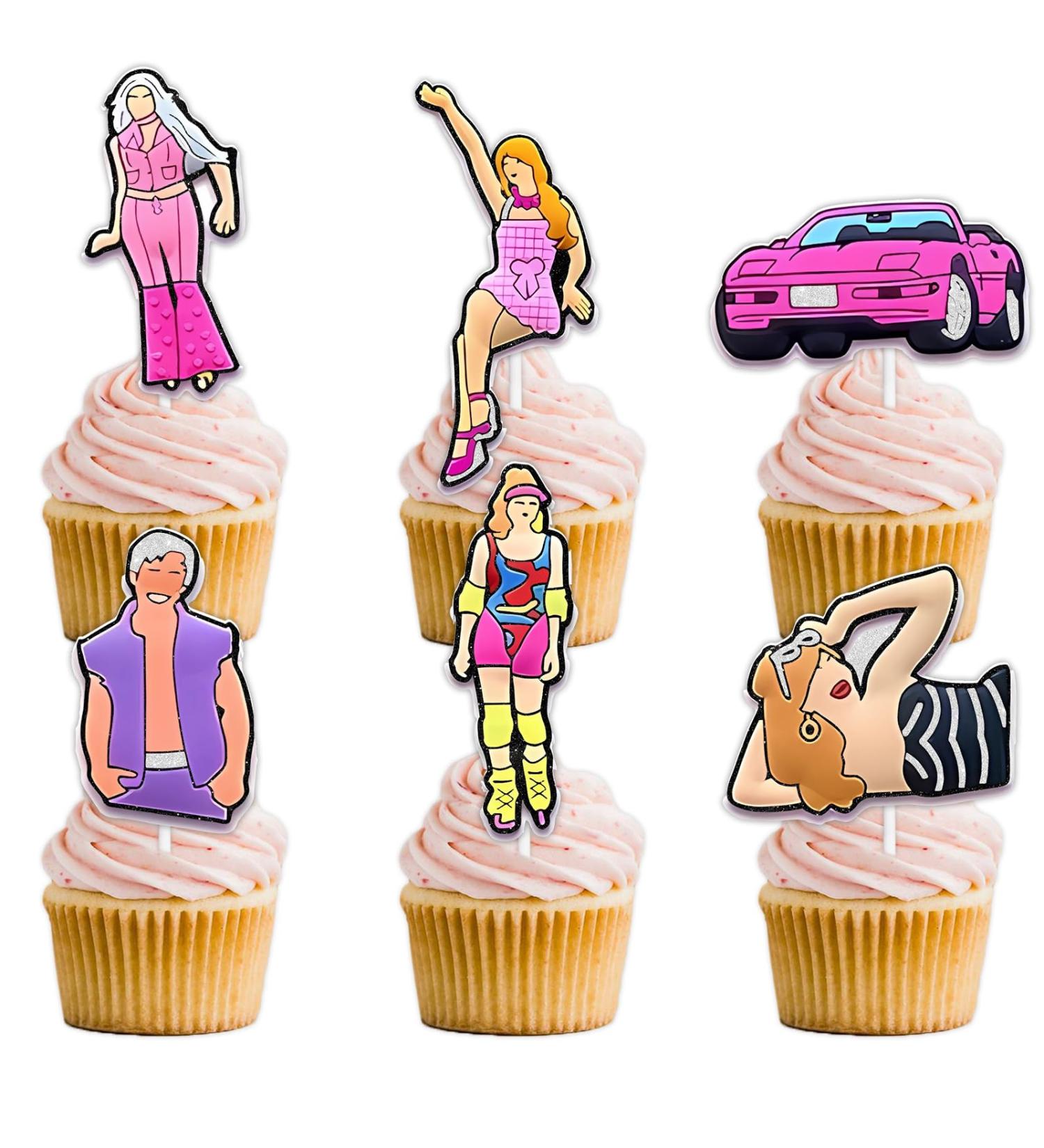 18pcs Hot Pink Glitter Dessert Cupcake Topper Cheer to Princess Girl Prince Boy Party Movie Theme Decor Pick for Birthday Anniversary Wedding Party Decoration Supplies - Buy Online on GoSupps.com