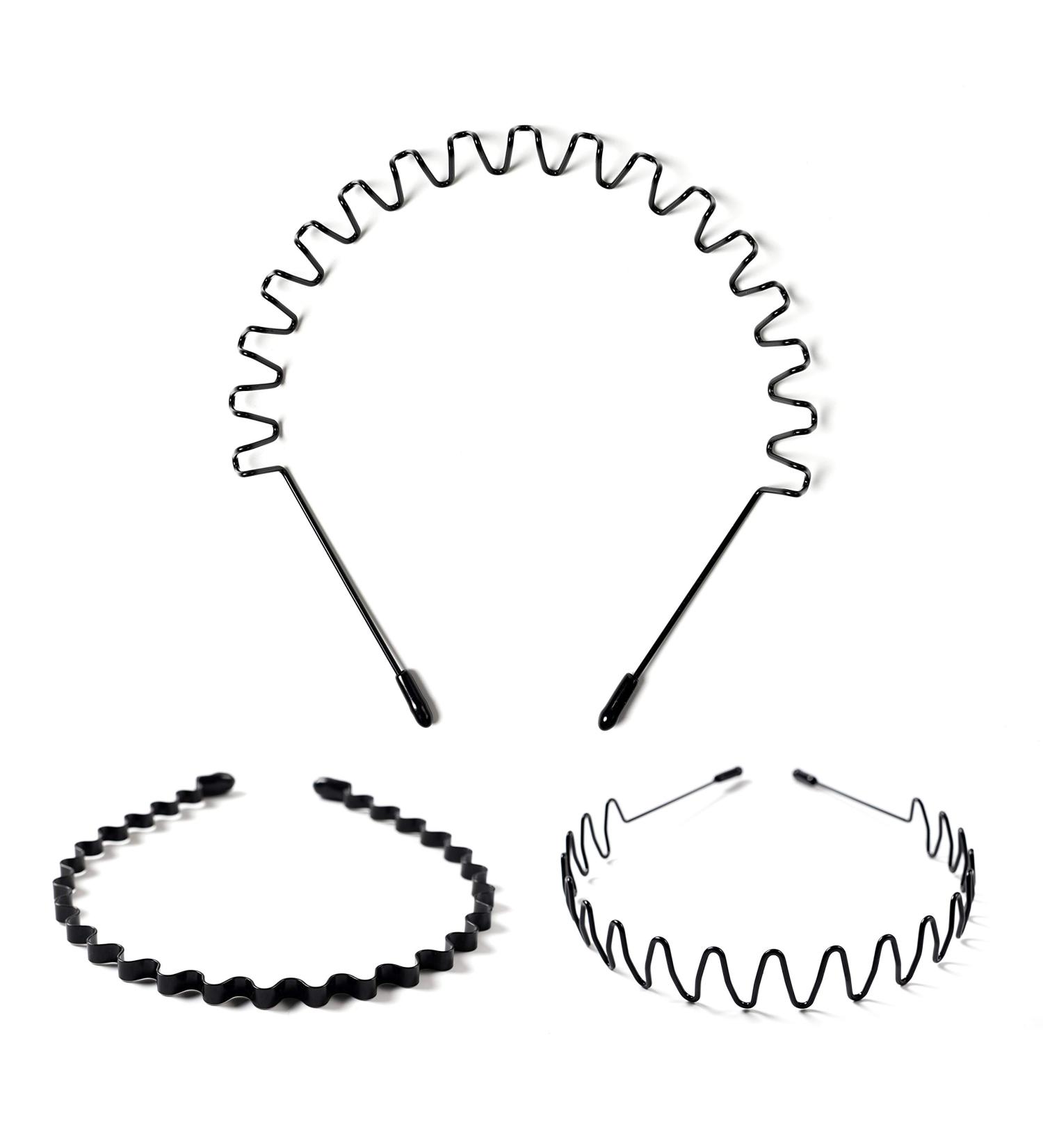 3 Pack Metal Hair Band - Non-Slip and Durable Wavy Headband - Metal Headbands for Women and Men - Black Metal Spring Wavy Hairband - Hair Hoop for Outdoor Sports Weddings and Daily Wear black 3 - Buy Online on GoSupps.com