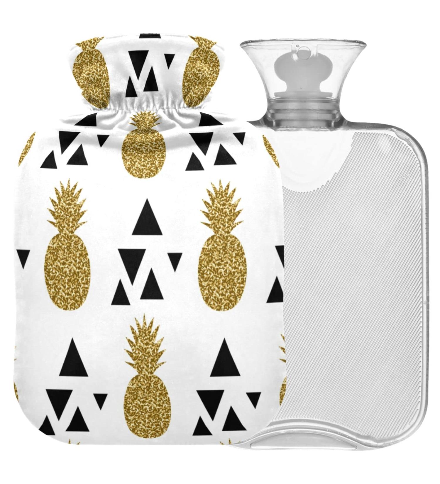 Naanle Triangle Pineapple Water Bottle - 1L Transparent Hot Water Bottle for Heat Therapy & Pain Relief | Ideal for Bed & Hand Warmers - Buy Online on GoSupps.com