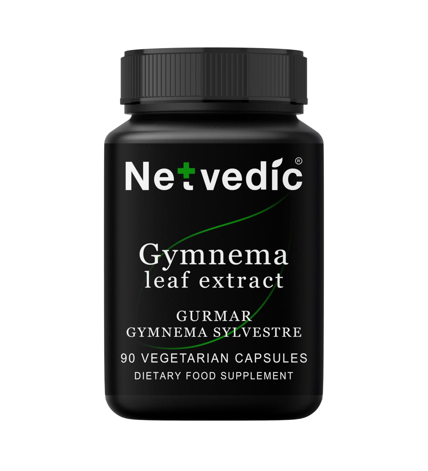 Netvedic Gymnema Sylvestre Leaf Extract Capsules | 90 Veg Caps 400mg | Meshashringi Gurmar | Natural Sugar-Metabolism Pancreatic Support | Non-GMO Gluten Free | Ayurvedic Supplement | 45 Days Supply