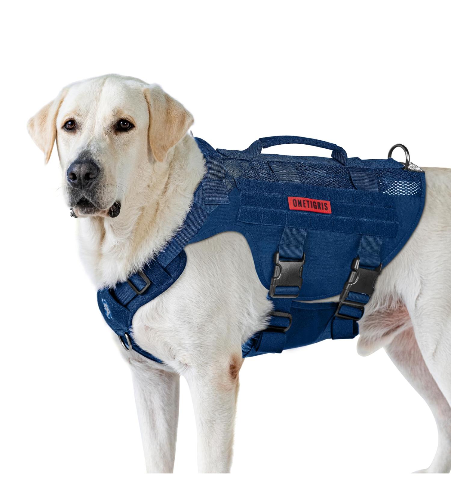 Oneigris No-Pull Dog Harness | Ultra Breathable Aire Mesh Vest for Large/Medium Dogs - Adjustable & Safe with 2 Handles | Blue XL (Neck: 51-74cm Breast: 79-102cm) - Buy Online on GoSupps.com